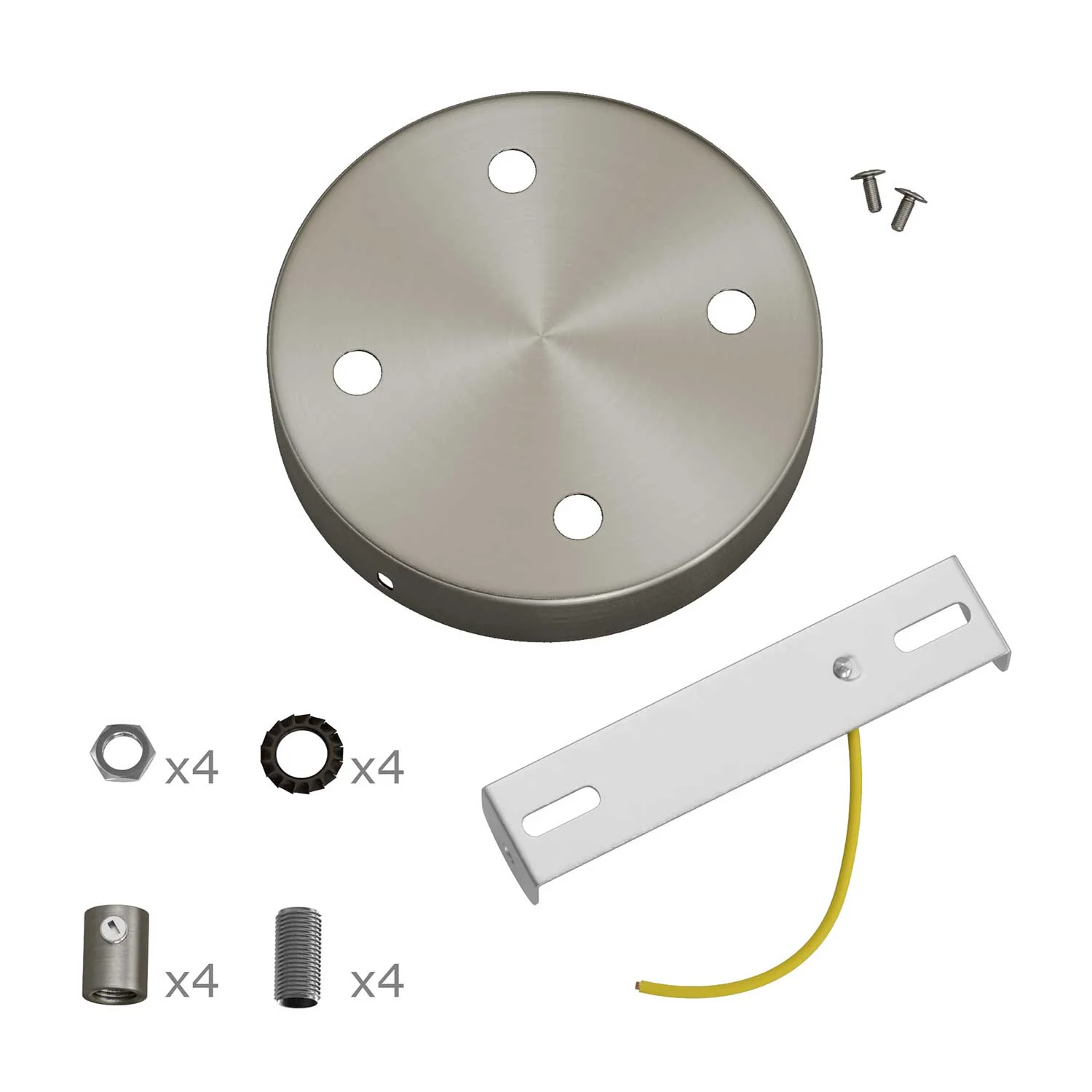 4-hole cylindrical metal ceiling rose kit - Satin titanium - Image 8