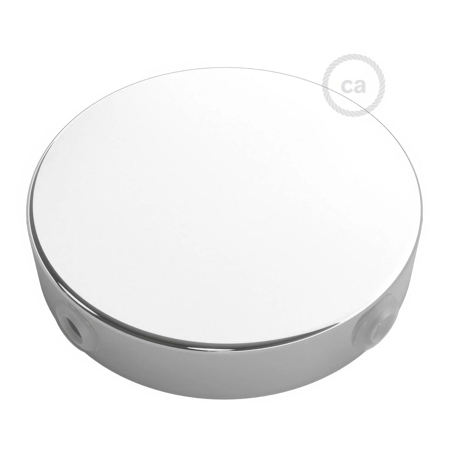 Cylindrical metal ceiling rose kit with 4 side holes (junction box) - Chrome - Image 2