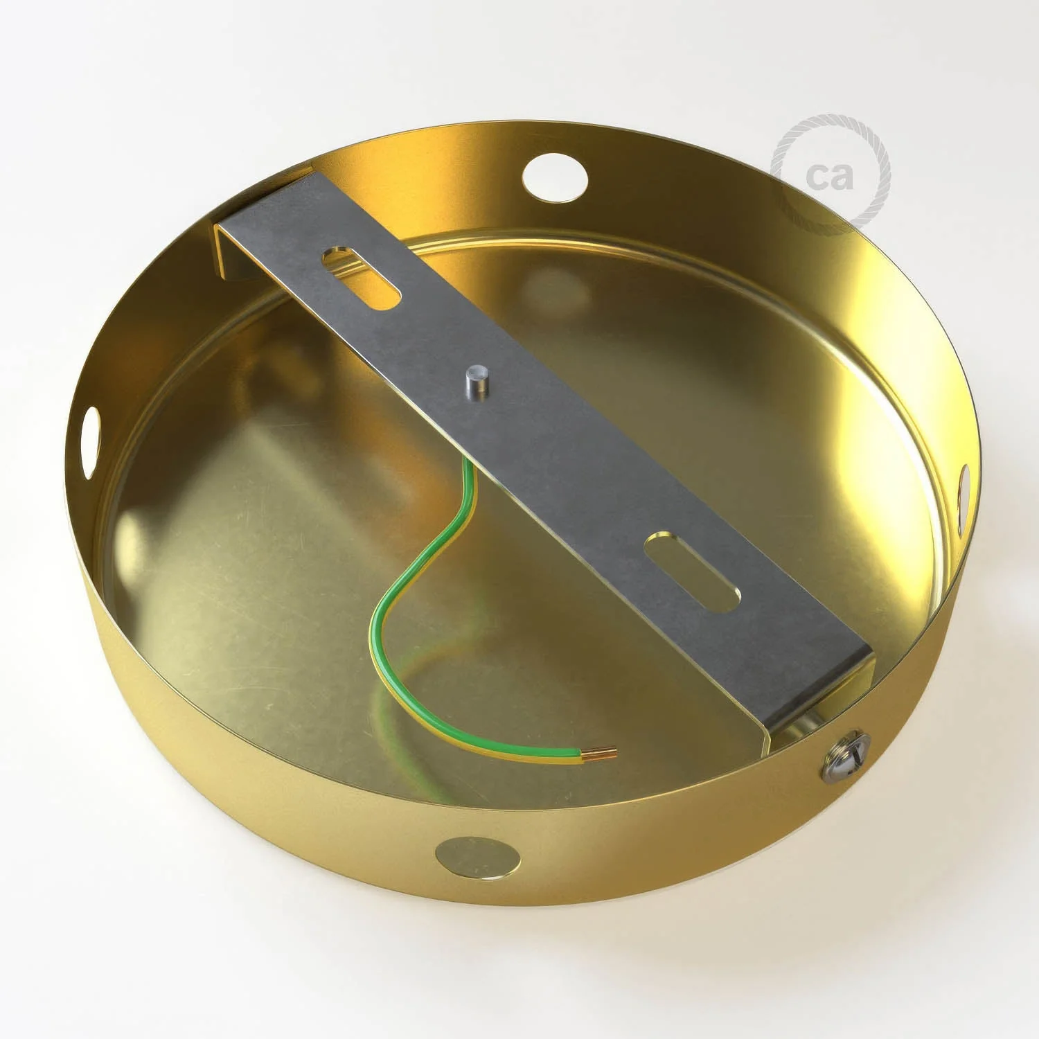 4-hole cylindrical metal ceiling rose kit with side holes (junction box) - Satin bronze - Image 4