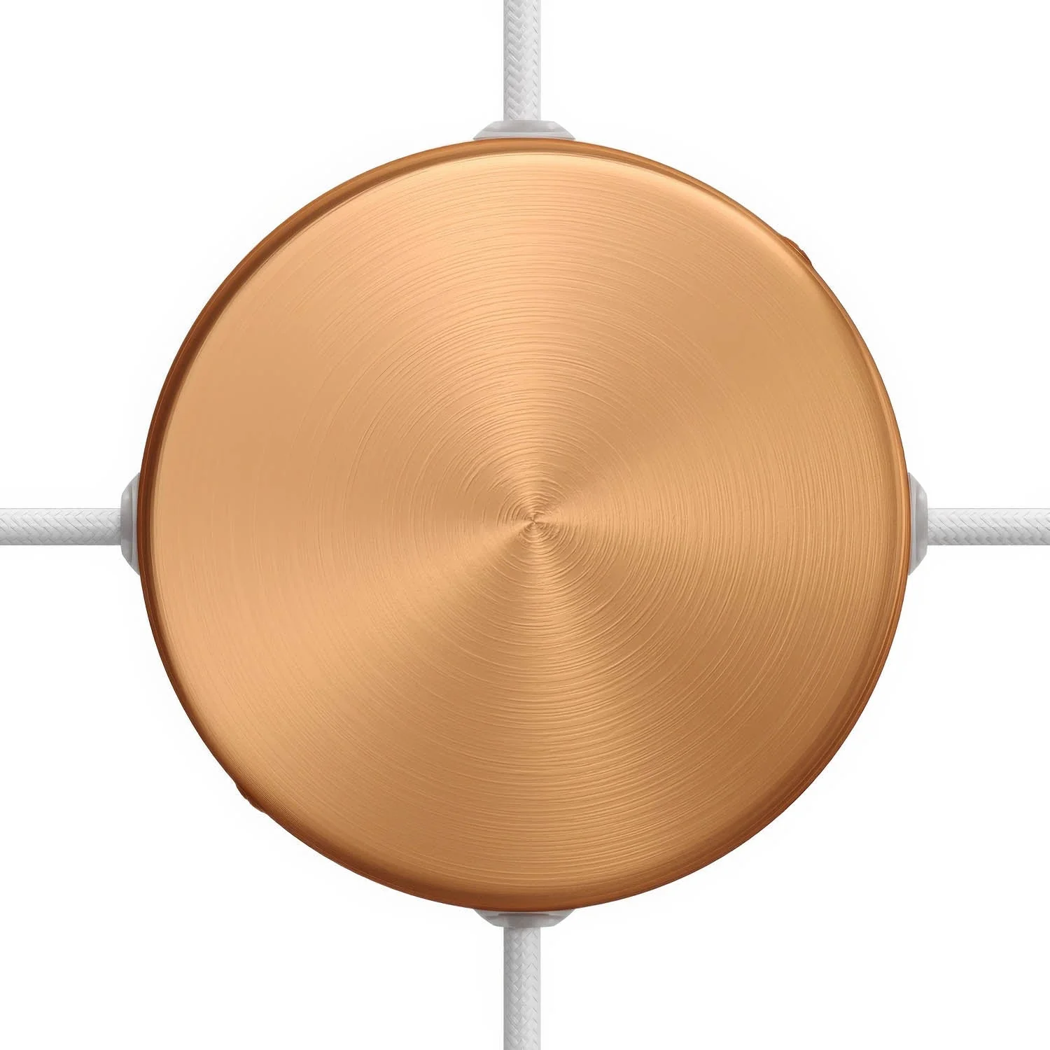 Cylindrical metal ceiling rose kit with 4 side holes (junction box) - Satin copper