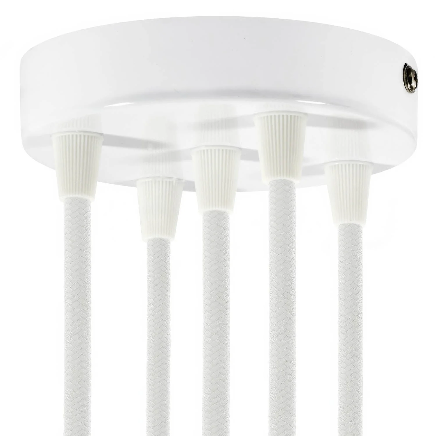 Cylindrical ceiling rose kit in metal with 5 holes - Glossy white