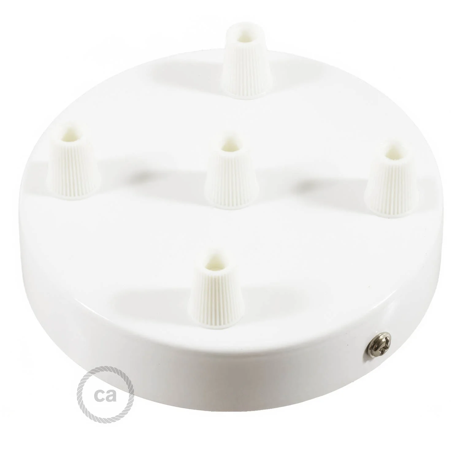 Cylindrical ceiling rose kit in metal with 5 holes - Glossy white - Image 2