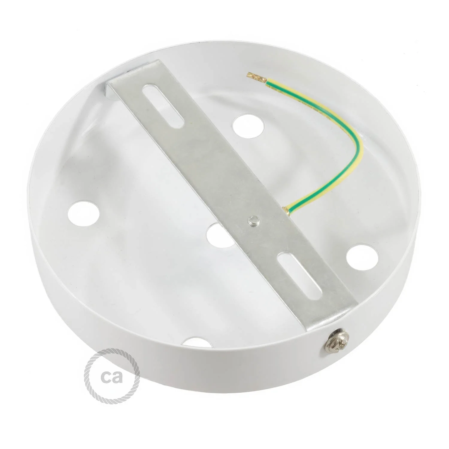 Cylindrical ceiling rose kit in metal with 5 holes - Glossy white - Image 4