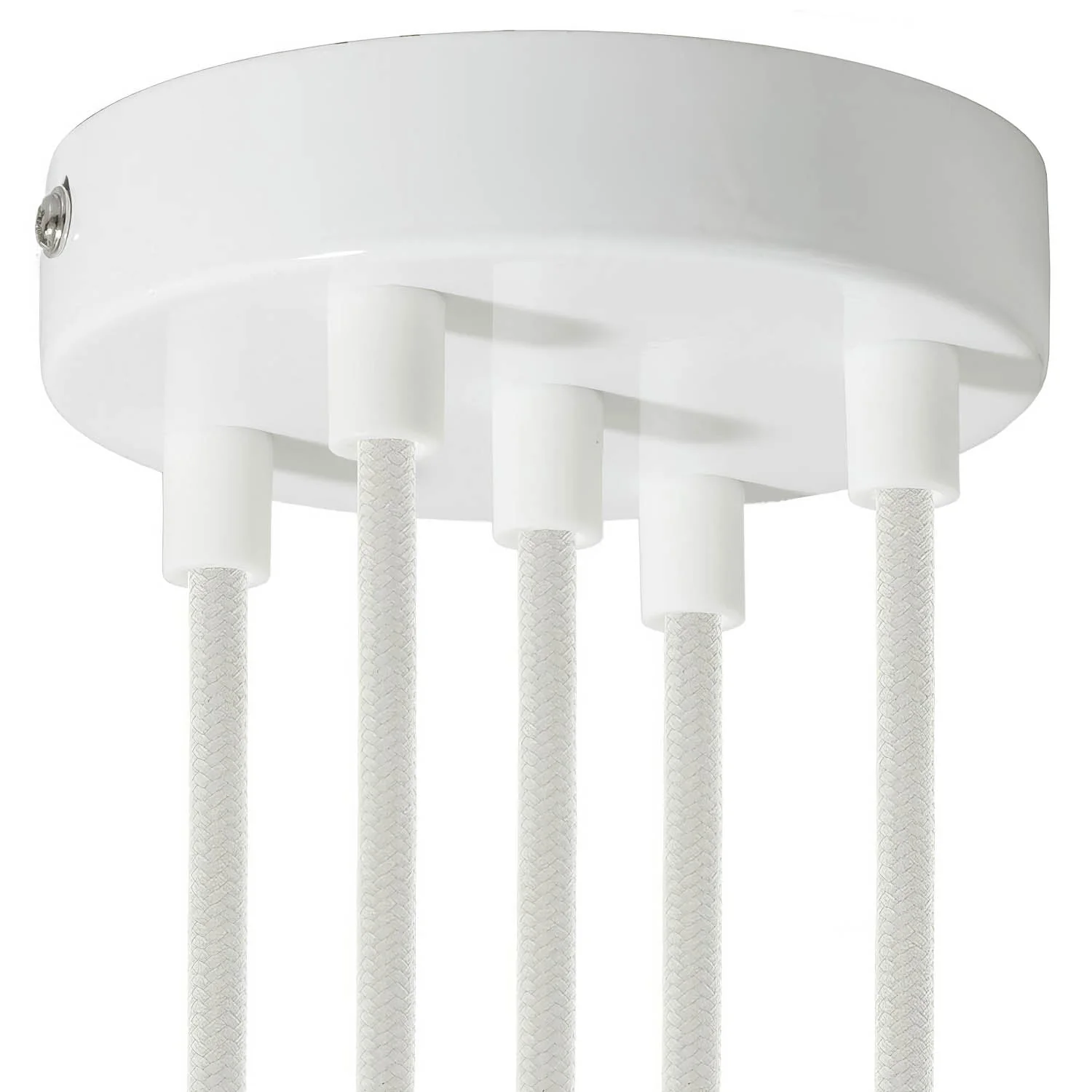 Cylindrical ceiling rose kit in metal with 5 holes - Glossy white - Image 6