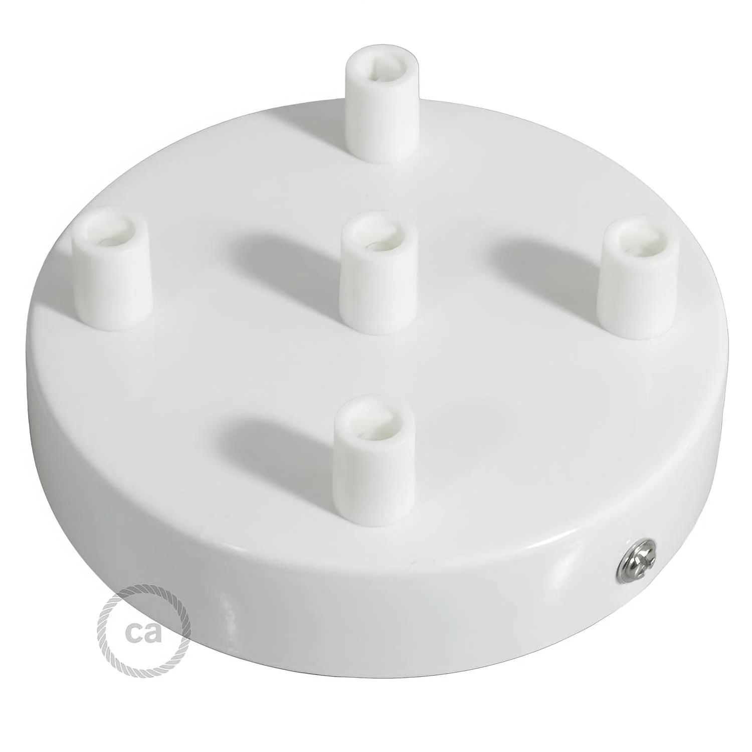 Cylindrical ceiling rose kit in metal with 5 holes - Glossy white - Image 7