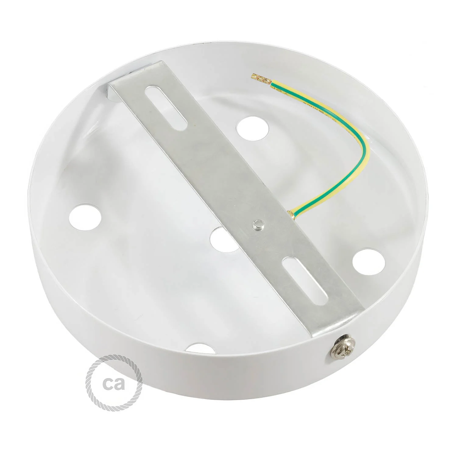 Cylindrical ceiling rose kit in metal with 5 holes - Glossy white - Image 9