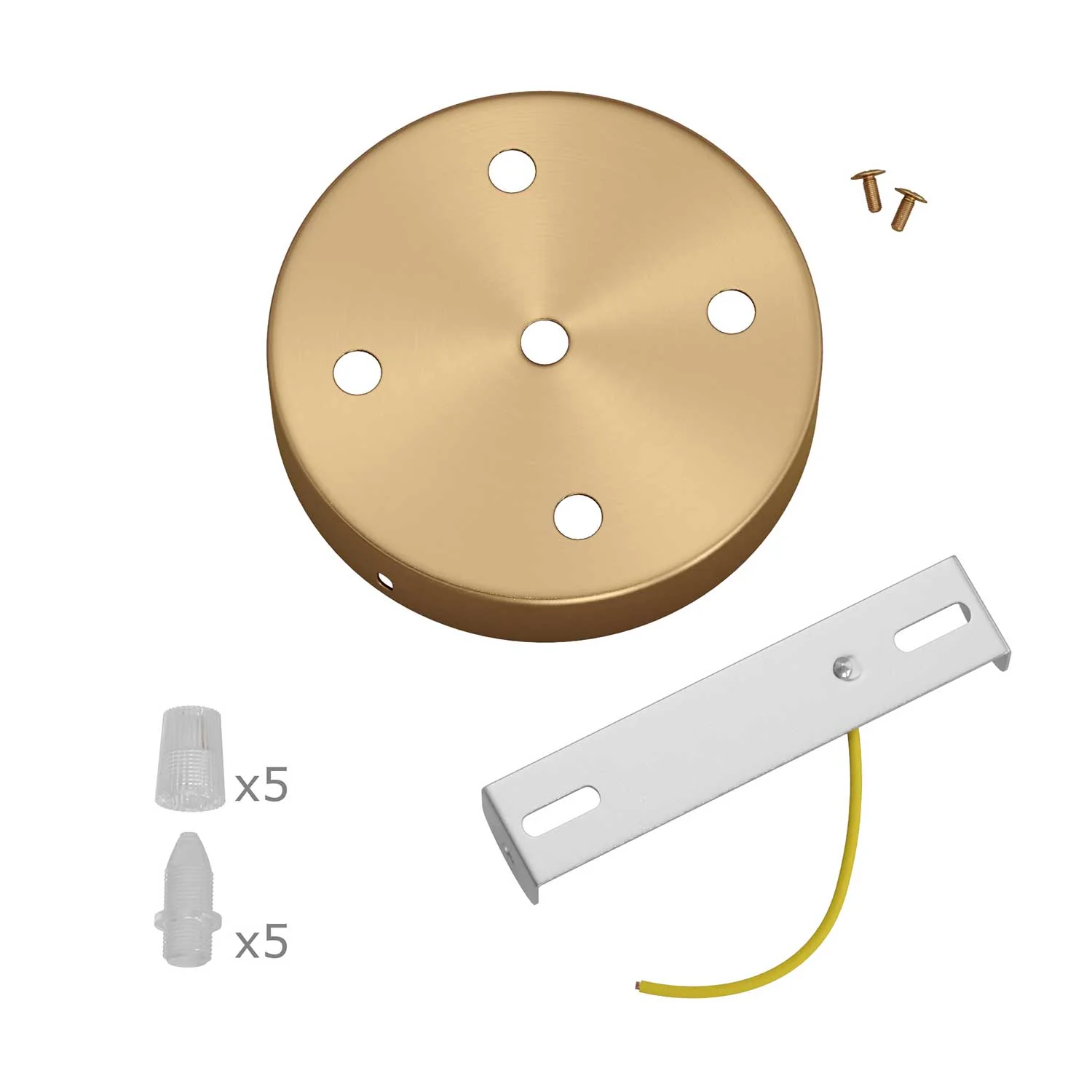 Cylindrical metal ceiling rose kit with 5 holes - Satin bronze - Image 3