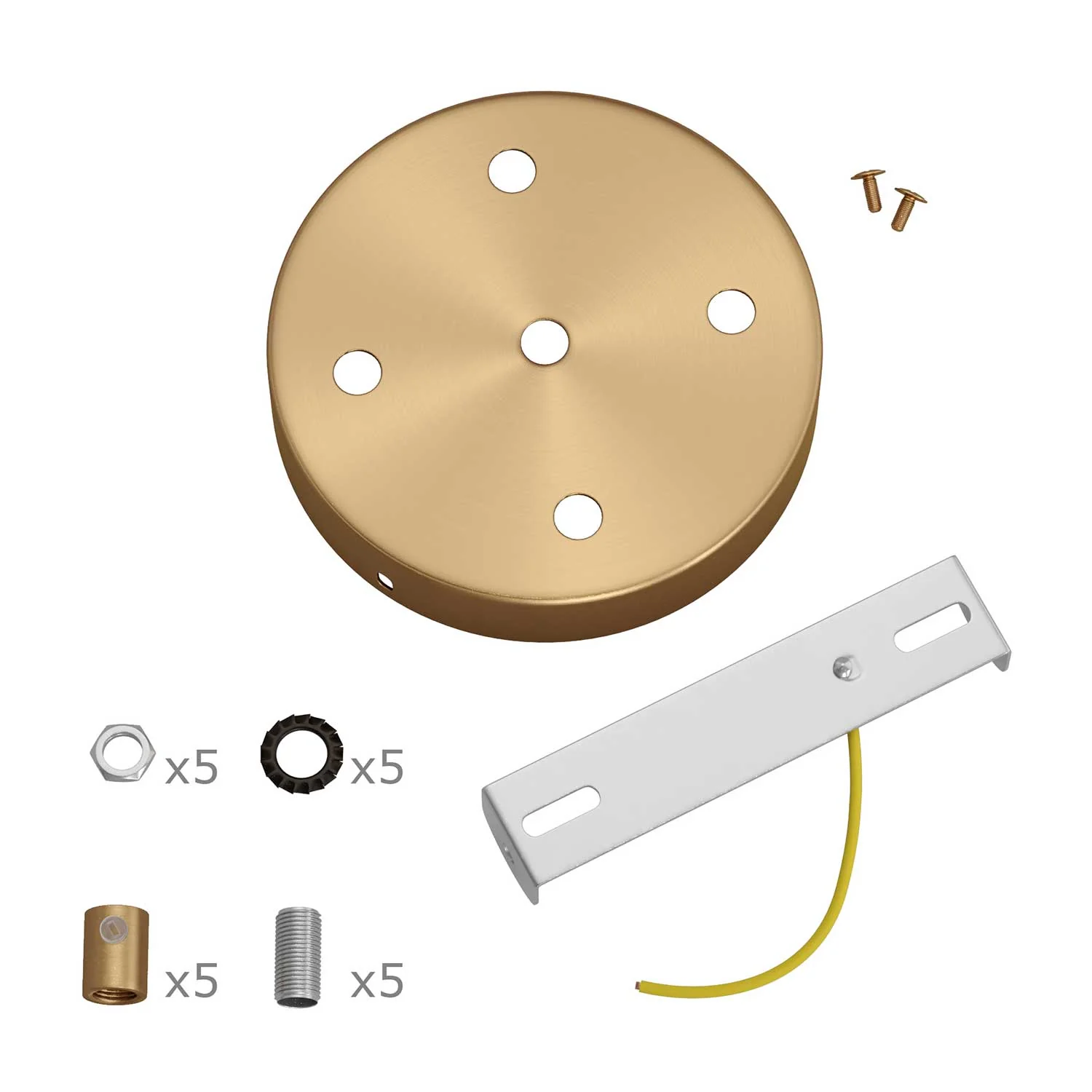 Cylindrical metal ceiling rose kit with 5 holes - Satin bronze - Image 8