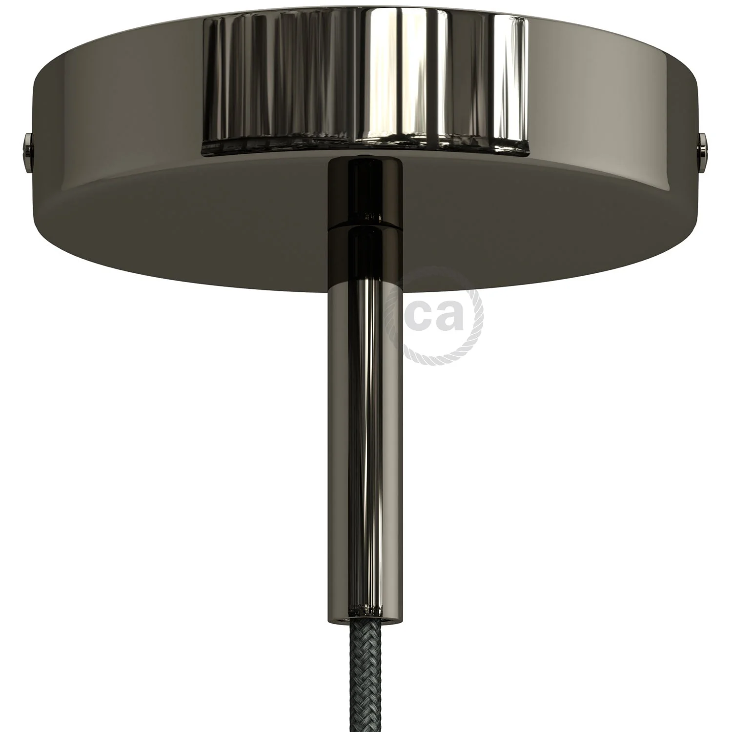 Cylindrical metal ceiling rose kit with 7 cm cable clamp - Pearl black