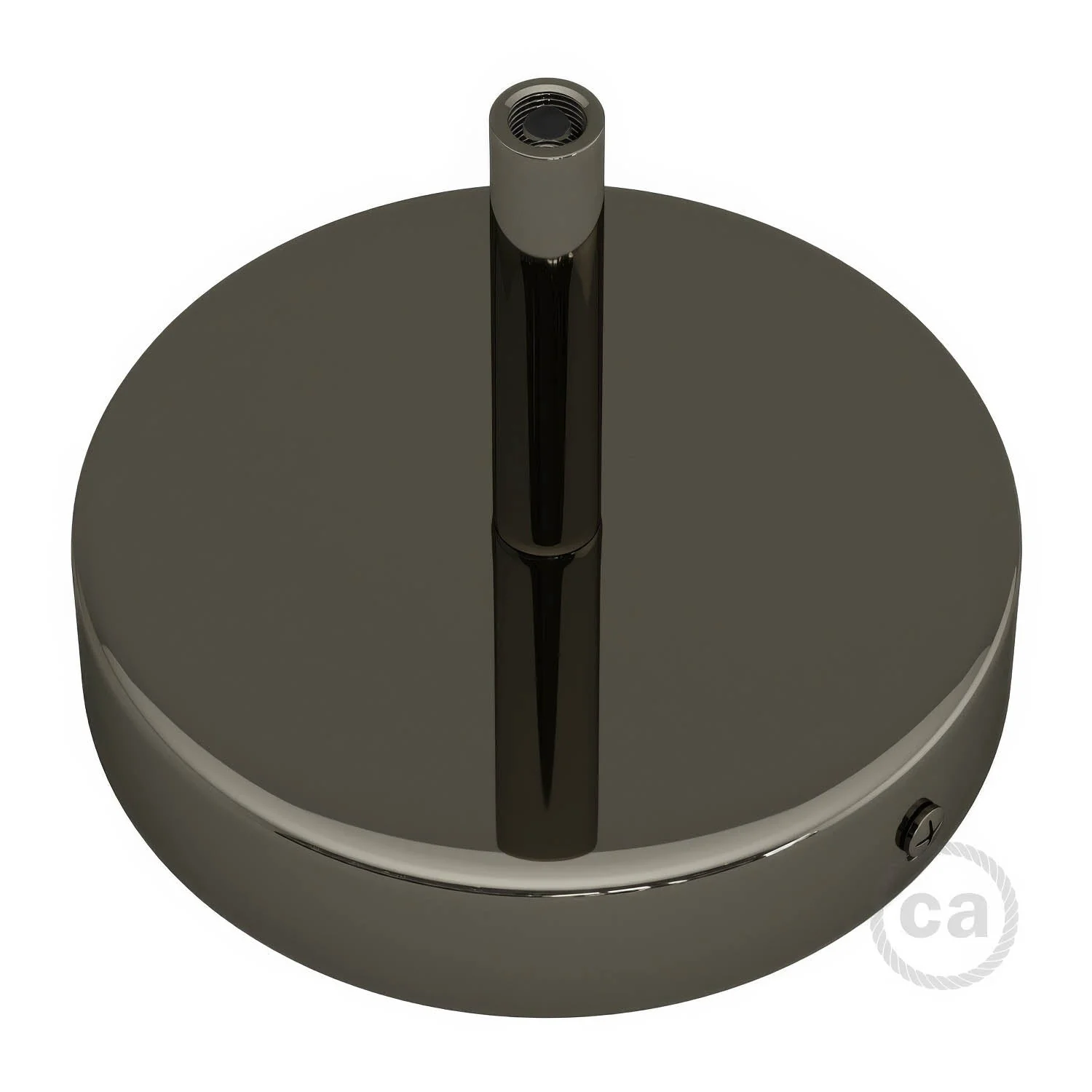 Cylindrical metal ceiling rose kit with 7 cm cable clamp - Pearl black - Image 2
