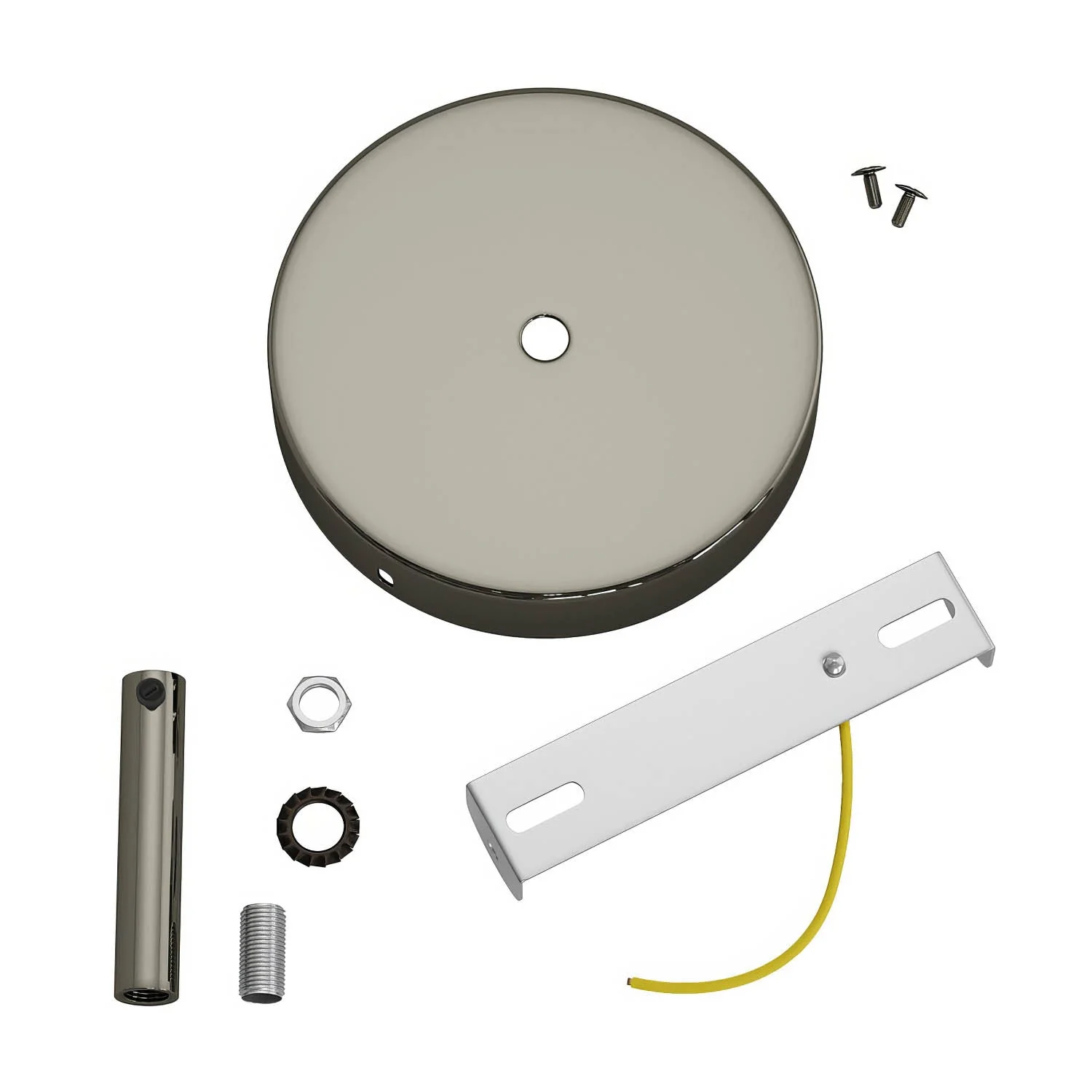 Cylindrical metal ceiling rose kit with 7 cm cable clamp - Pearl black - Image 3