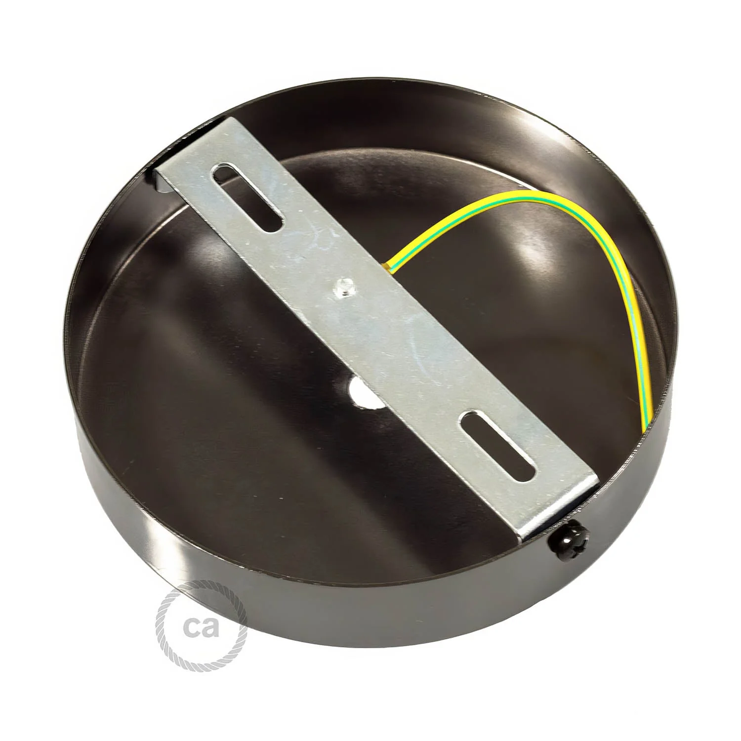 Cylindrical metal ceiling rose kit with 7 cm cable clamp - Pearl black - Image 4