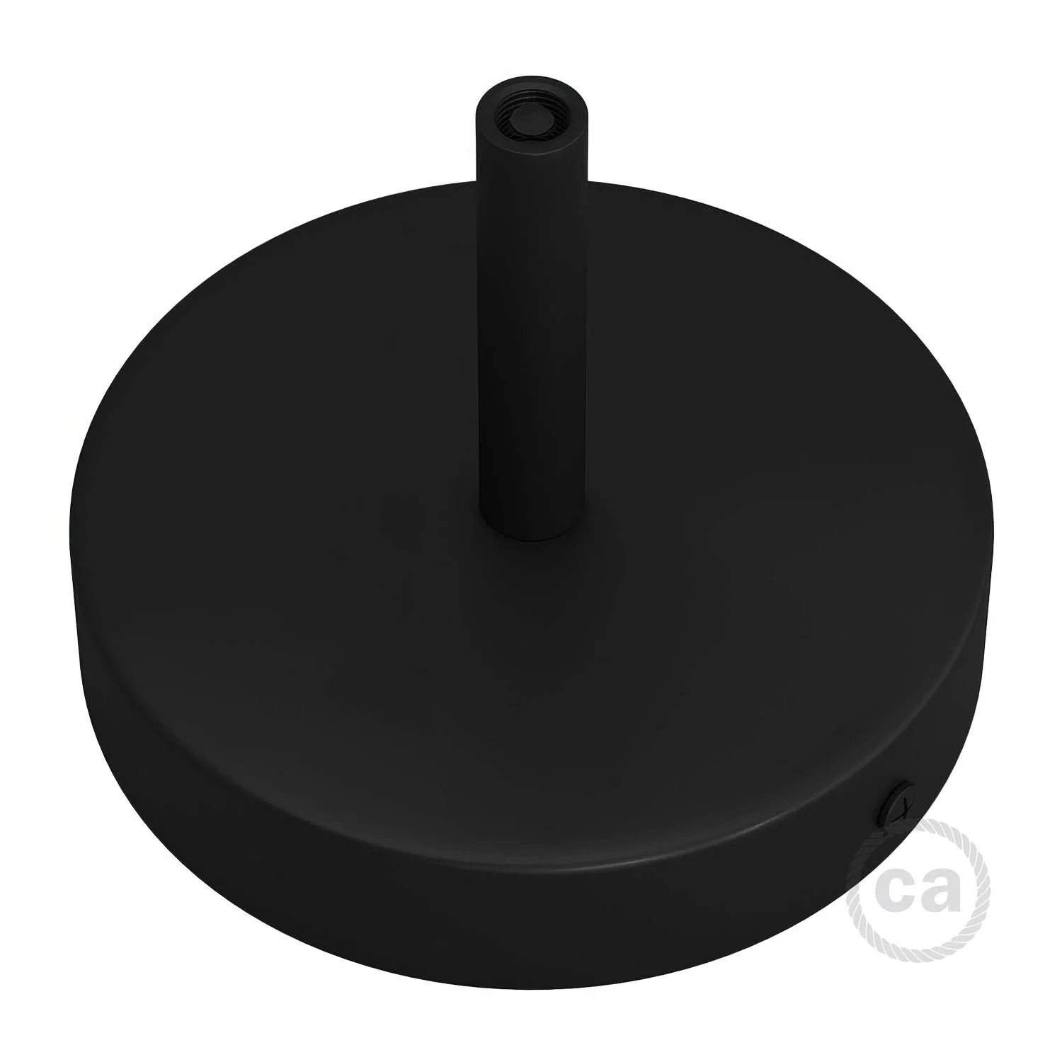 Cylindrical metal ceiling rose kit with 7 cm cable clamp - Black - Image 2