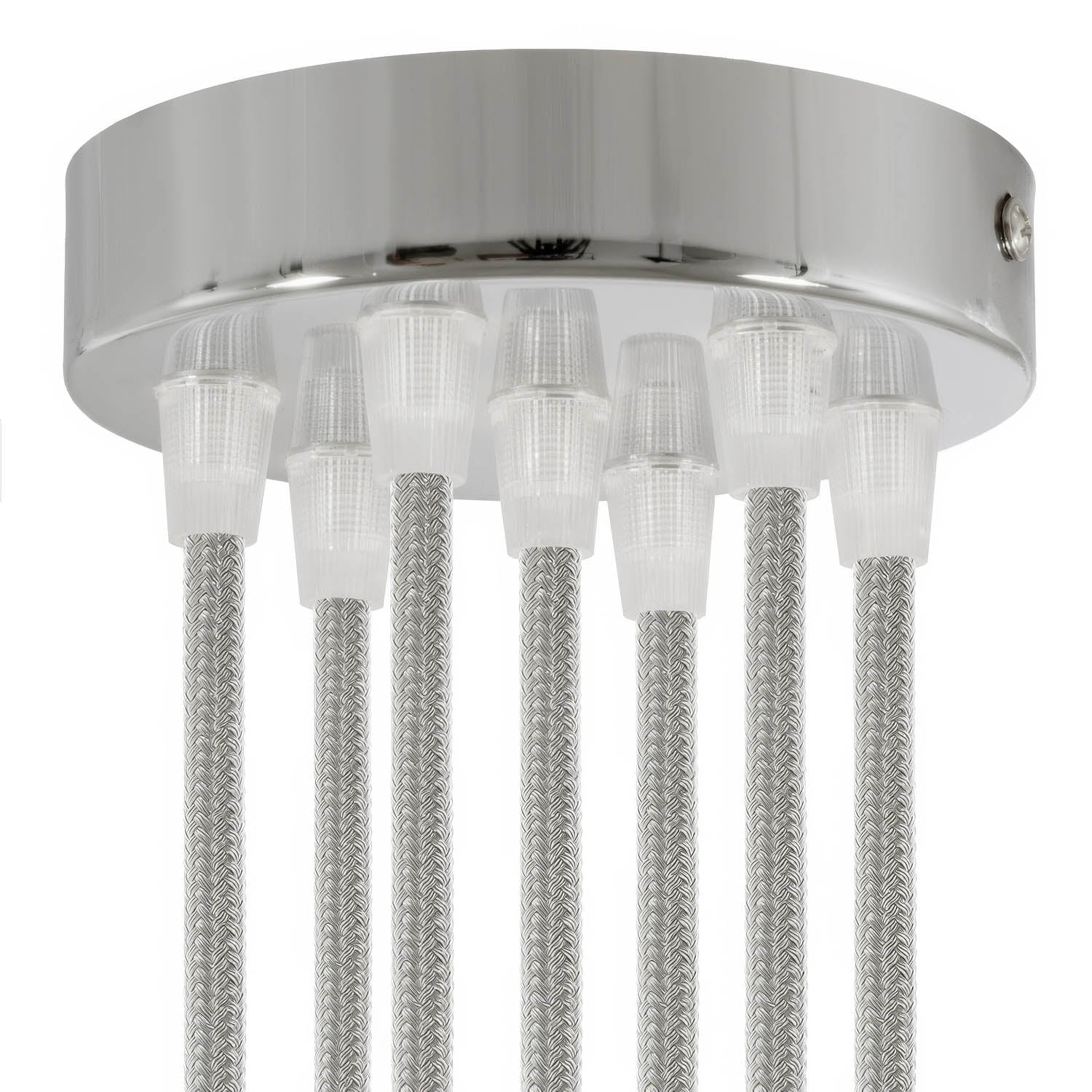 7-hole cylindrical metal ceiling rose kit - Chrome