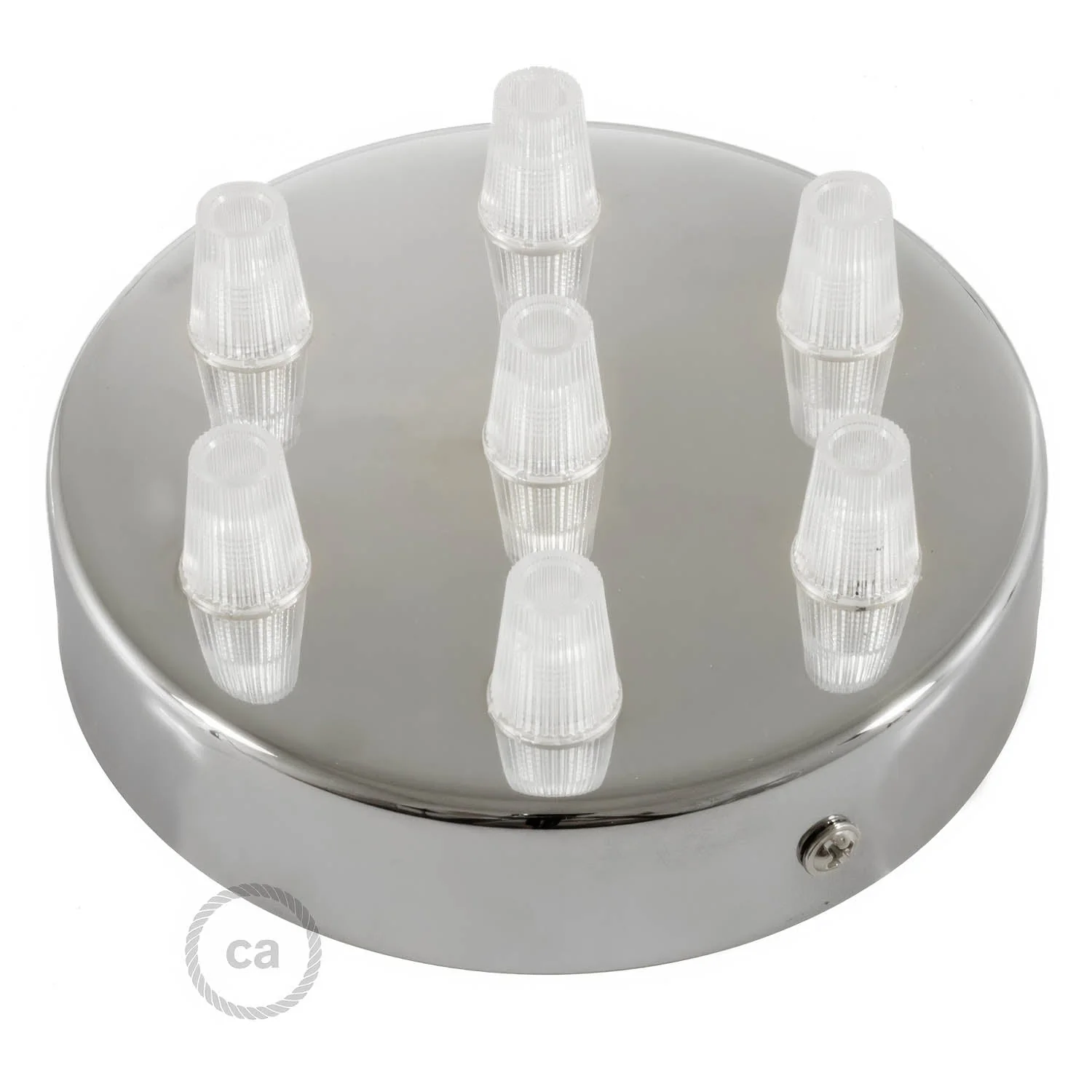 7-hole cylindrical metal ceiling rose kit - Chrome - Image 2