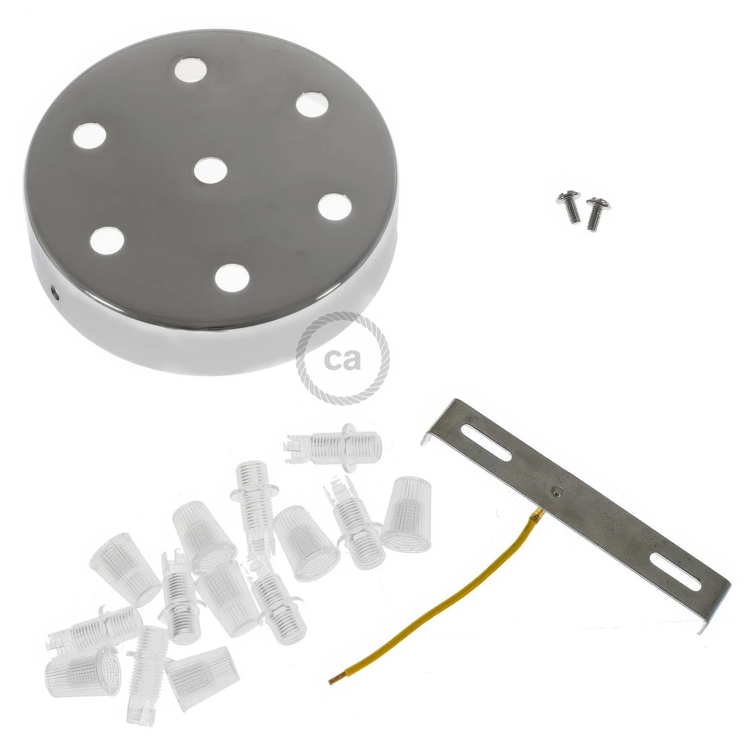 7-hole cylindrical metal ceiling rose kit - Chrome - Image 3