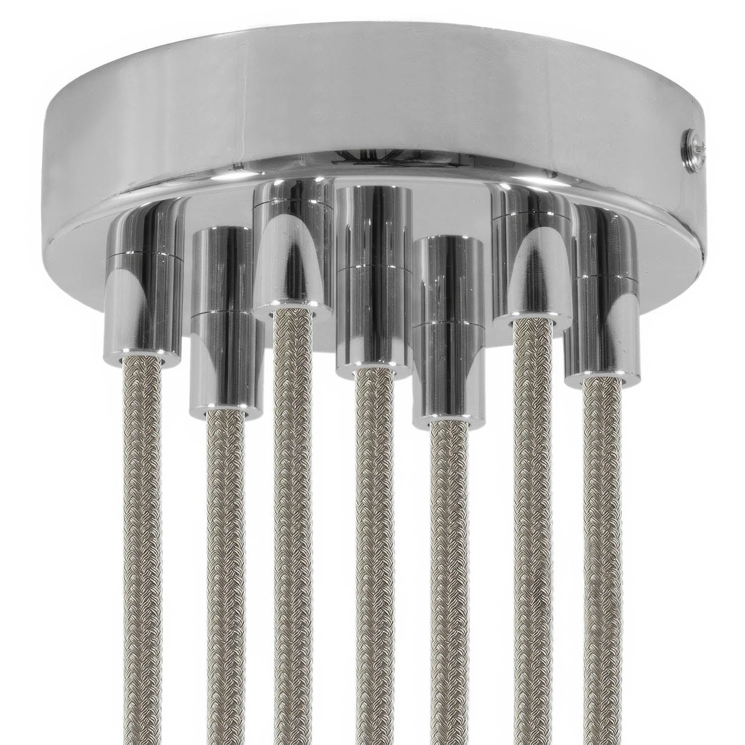 7-hole cylindrical metal ceiling rose kit - Chrome - Image 6