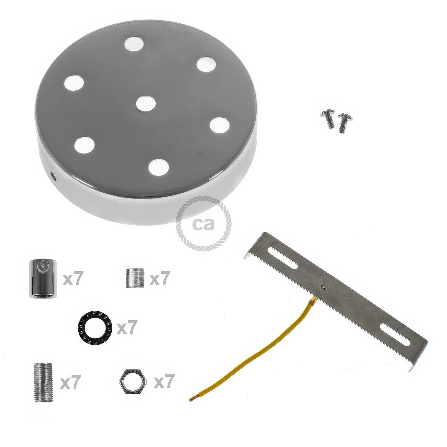 7-hole cylindrical metal ceiling rose kit - Chrome - Image 8
