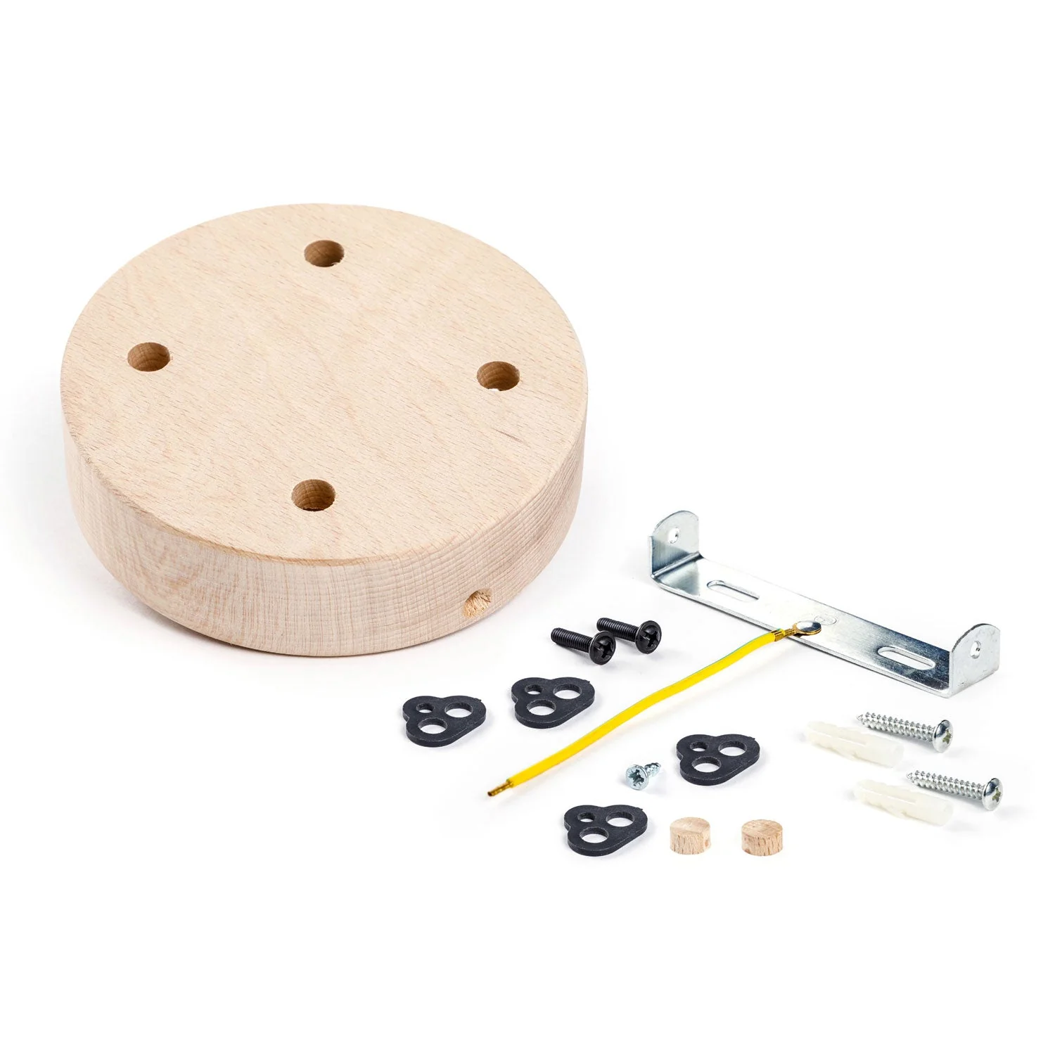 Cylindrical wooden ceiling rose kit with 4 holes - Neutral - Image 3