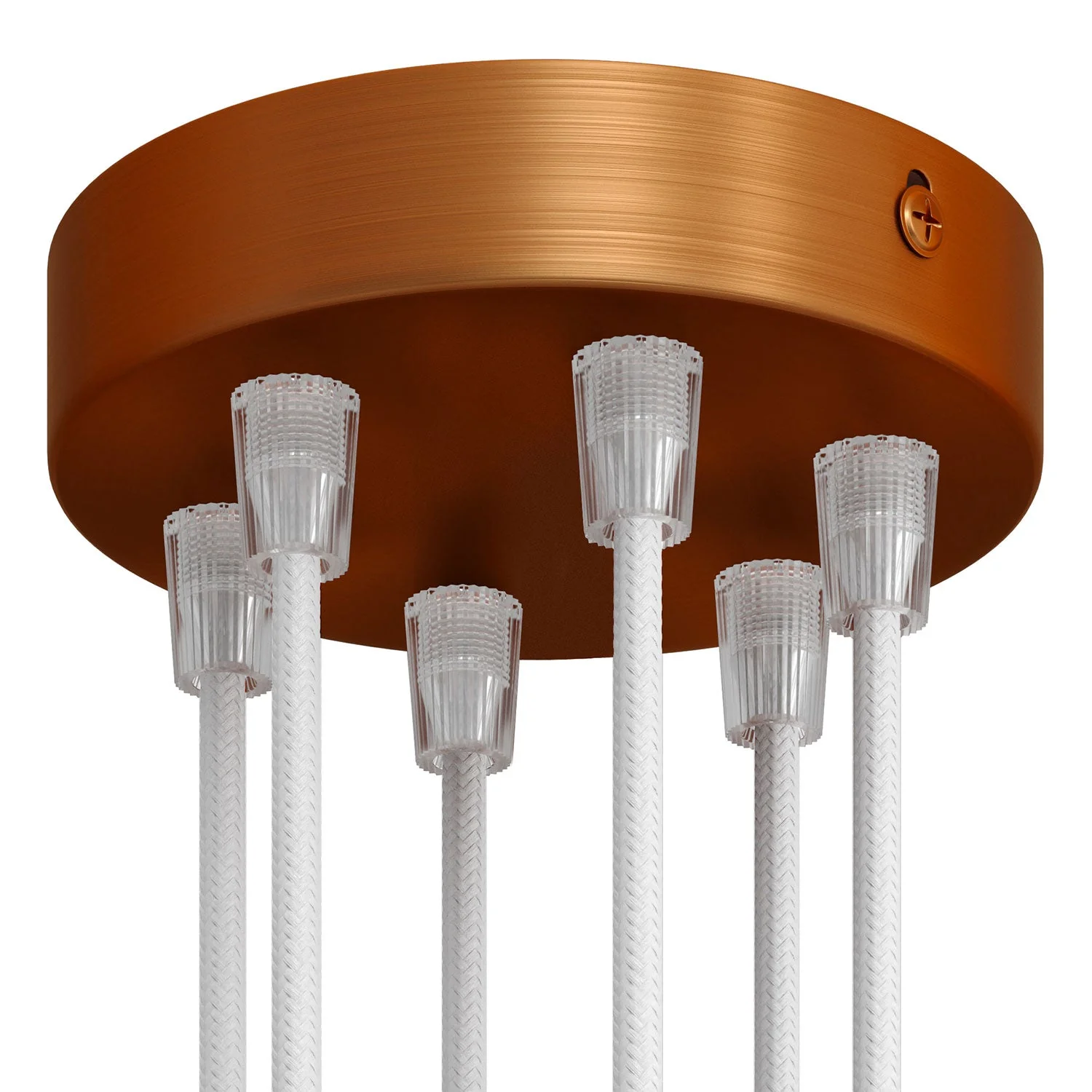 Cylindrical ceiling rose kit in metal with 6 holes – Satin copper