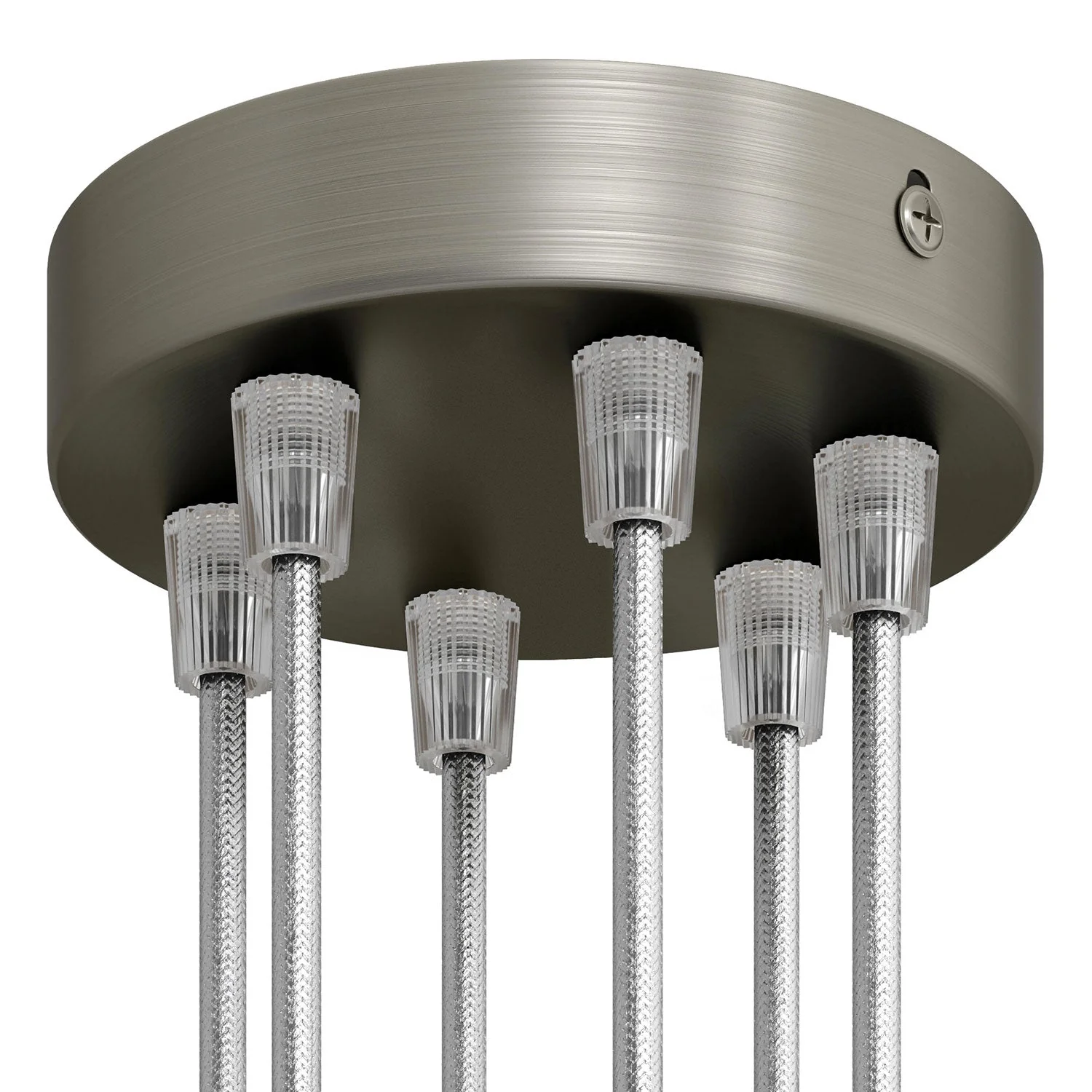 Cylindrical metal ceiling rose kit with 6 holes - Satin titanium