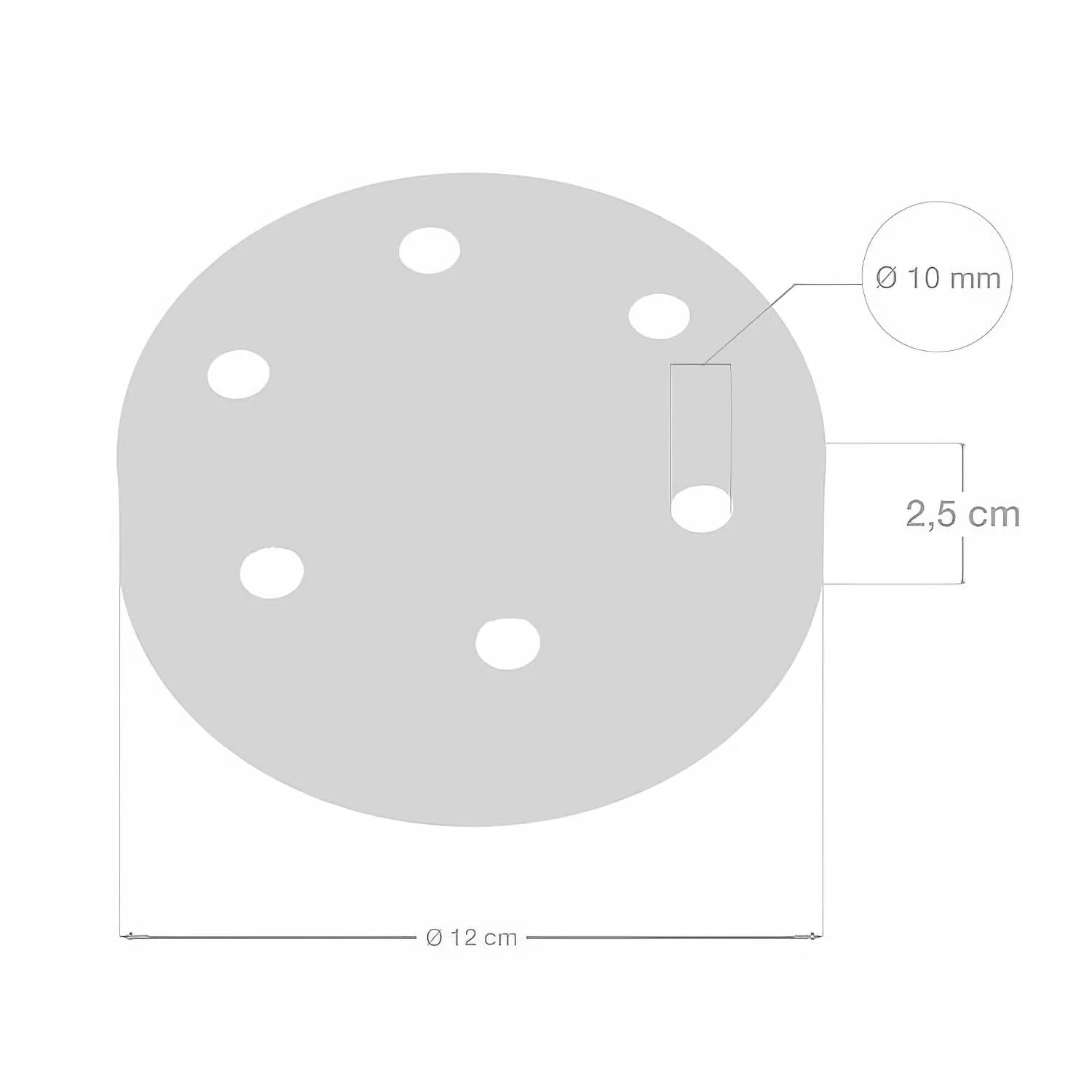 Cylindrical metal ceiling rose kit with 6 holes - Satin titanium - Image 4