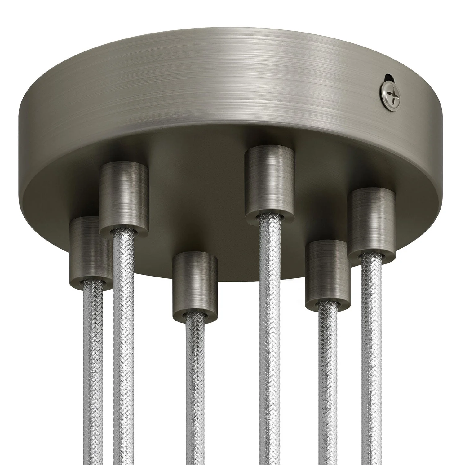 Cylindrical metal ceiling rose kit with 6 holes - Satin titanium - Image 5