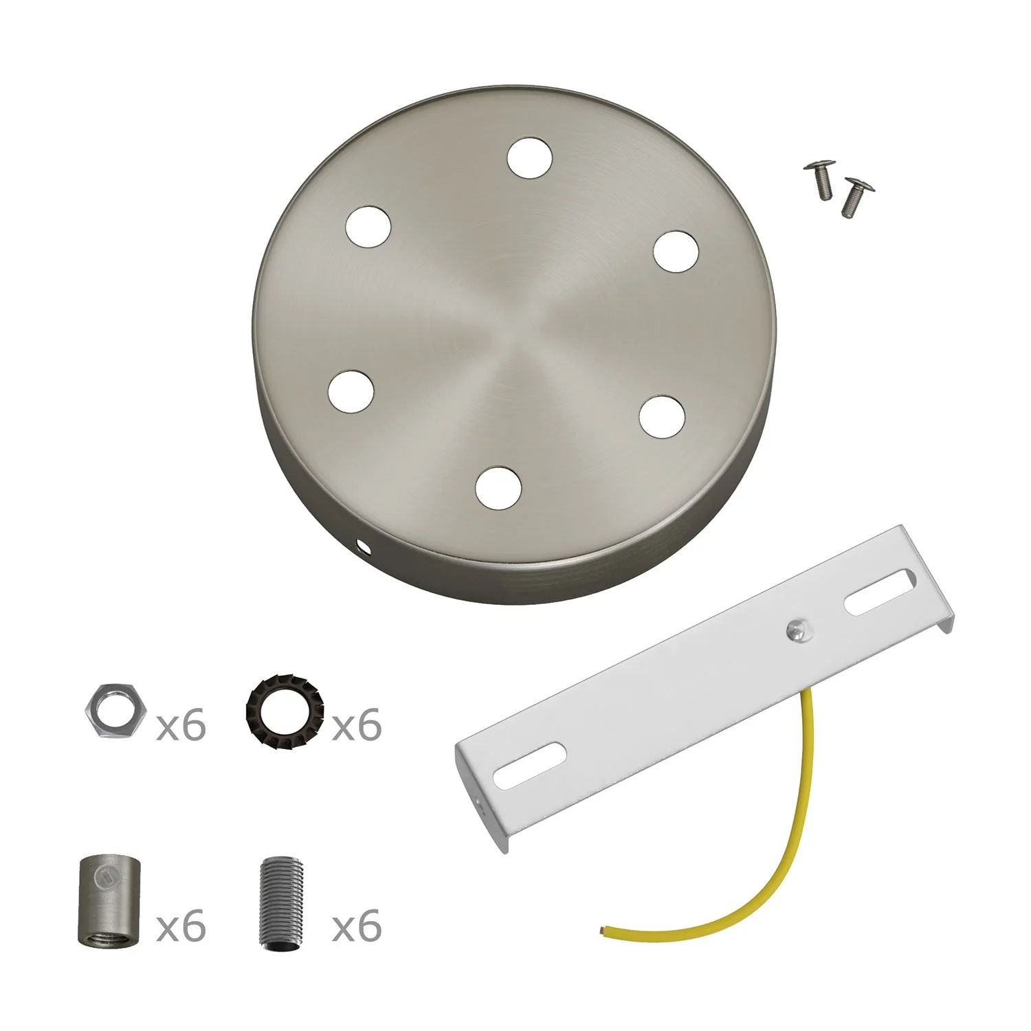 Cylindrical metal ceiling rose kit with 6 holes - Satin titanium - Image 7