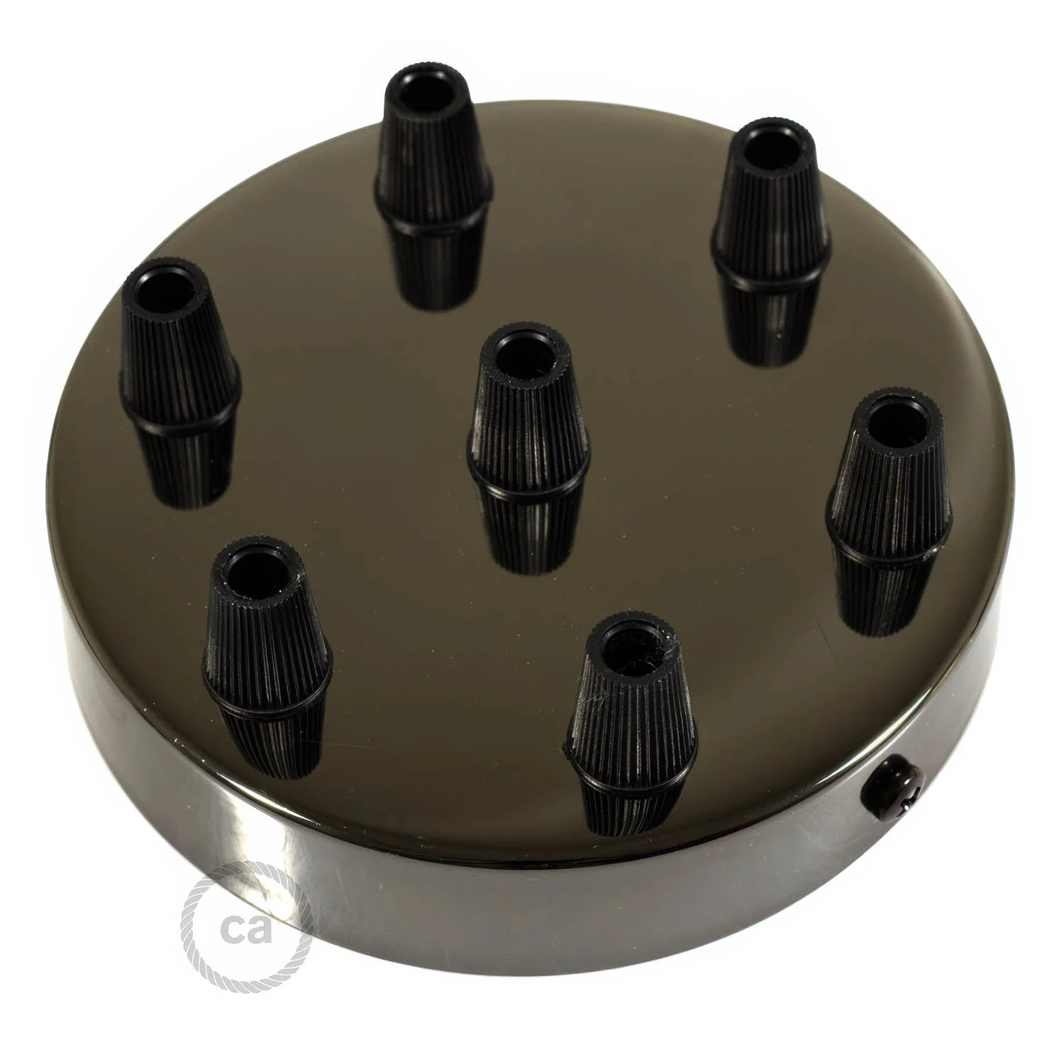 7-hole cylindrical metal ceiling rose kit - Pearl black - Image 2