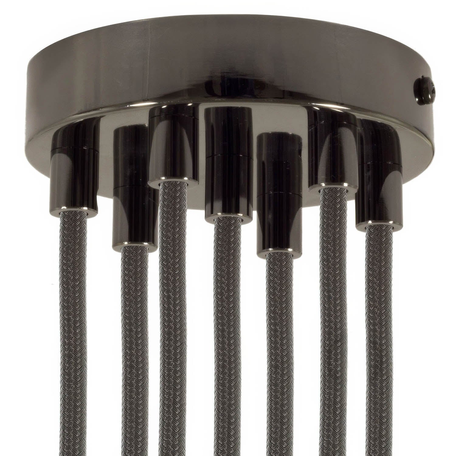 7-hole cylindrical metal ceiling rose kit - Pearl black - Image 6