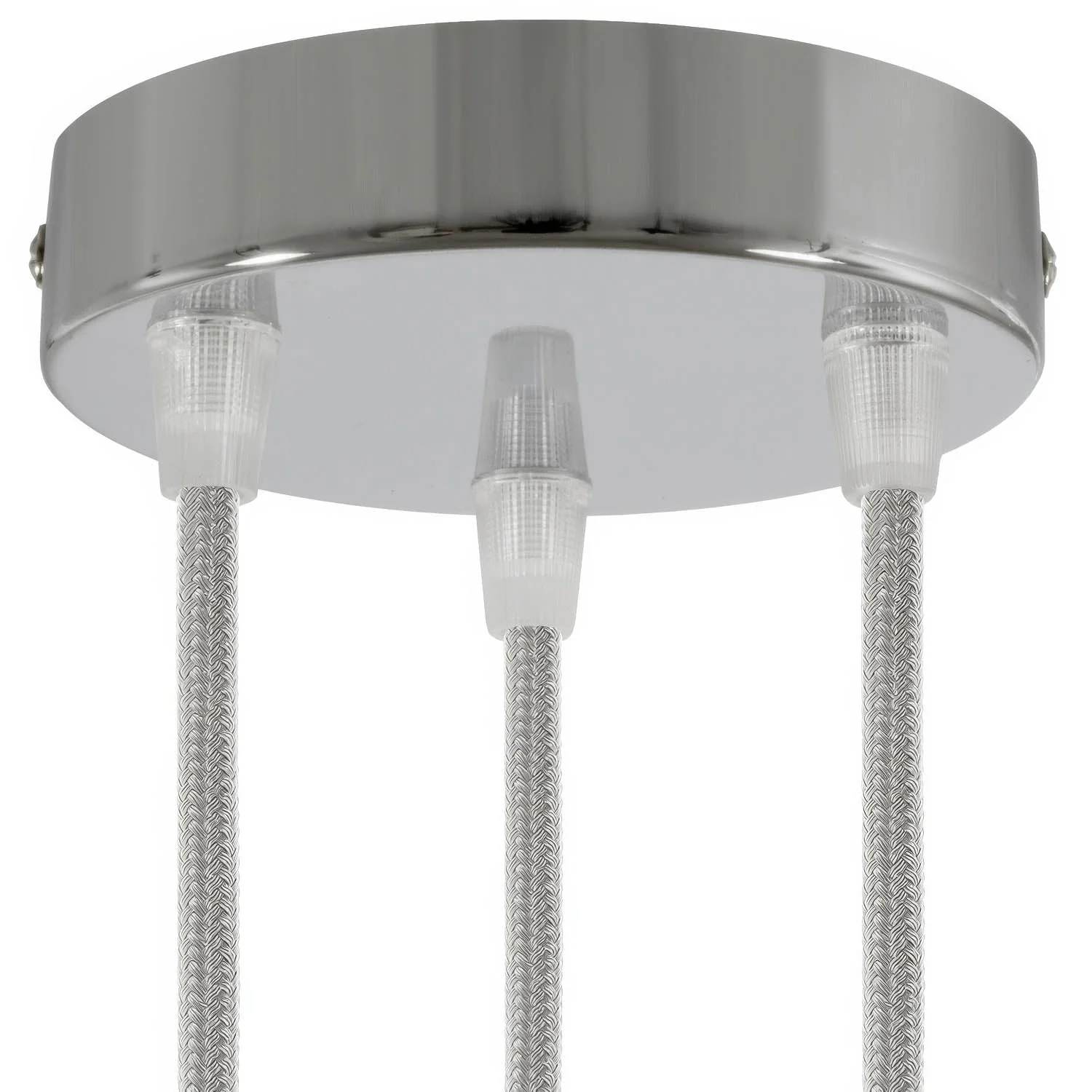 Cylindrical metal ceiling rose kit with 3 holes - Chrome