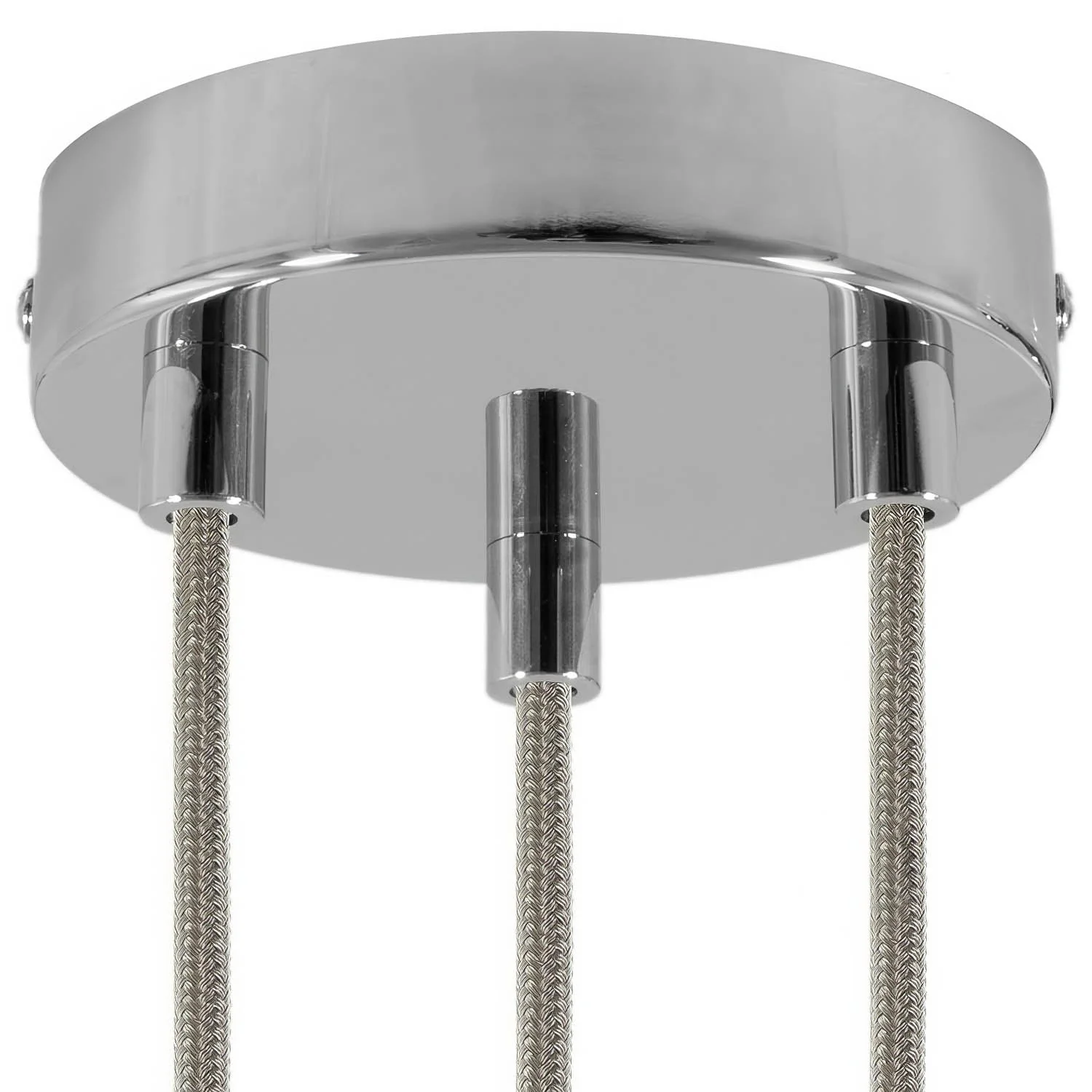 Cylindrical metal ceiling rose kit with 3 holes - Chrome - Image 6