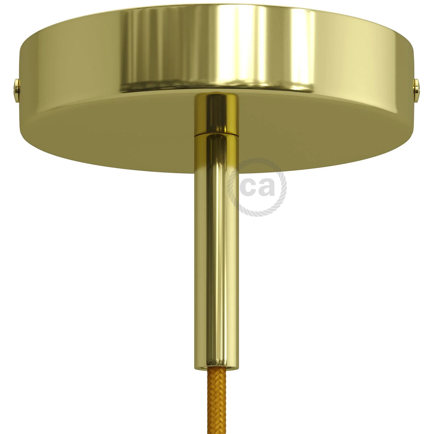 Cylindrical ceiling rose kit in metal with 7 cm cable clamp - Brass