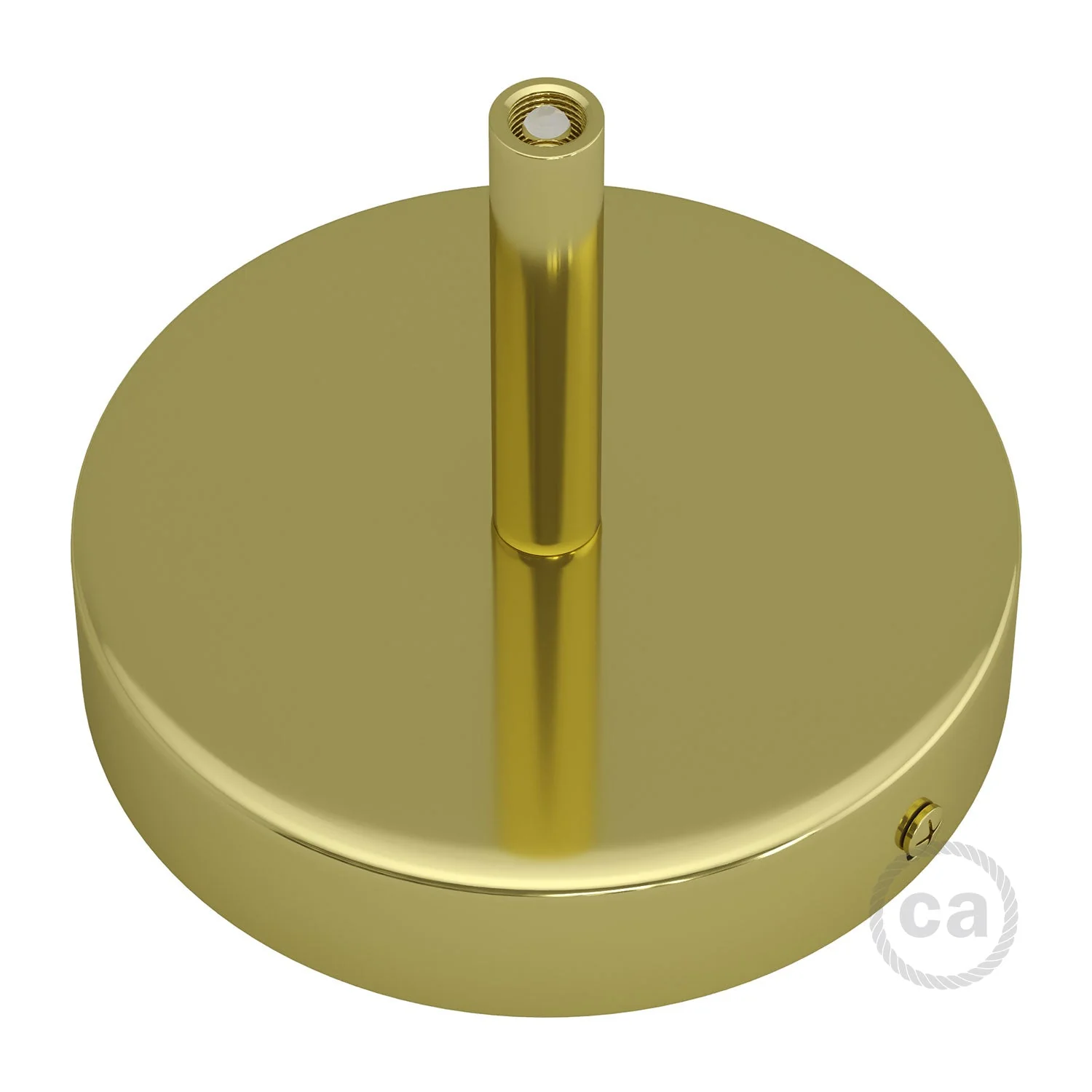 Cylindrical ceiling rose kit in metal with 7 cm cable clamp - Brass - Image 2