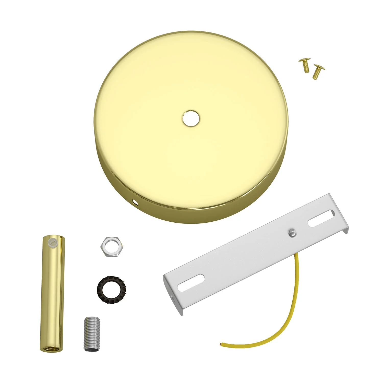 Cylindrical ceiling rose kit in metal with 7 cm cable clamp - Brass - Image 3