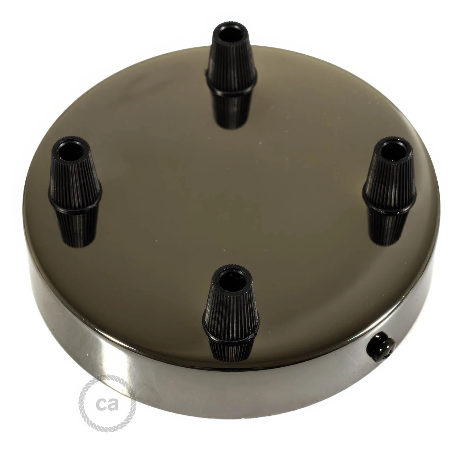 Cylindrical metal ceiling rose kit with 4 holes - Pearl black - Image 2