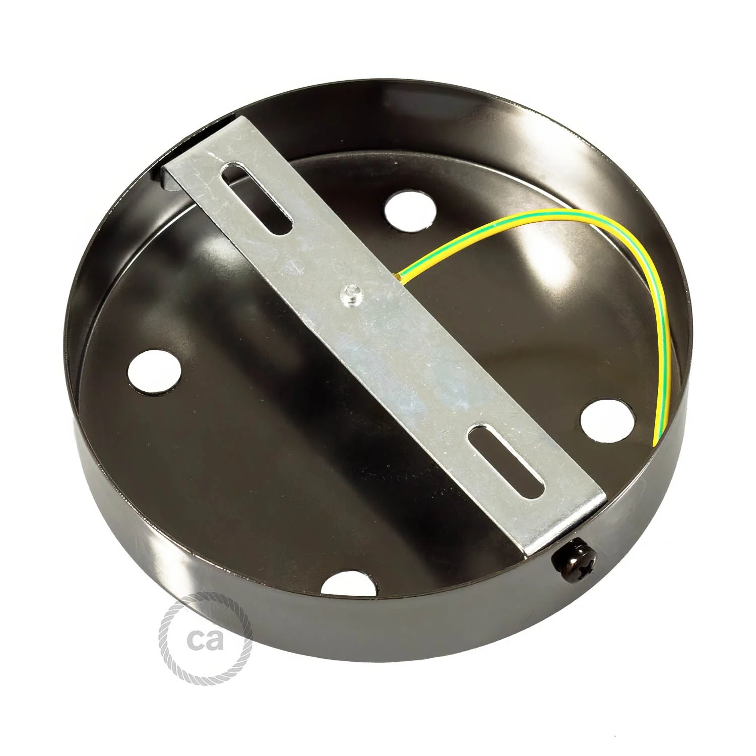 Cylindrical metal ceiling rose kit with 4 holes - Pearl black - Image 4