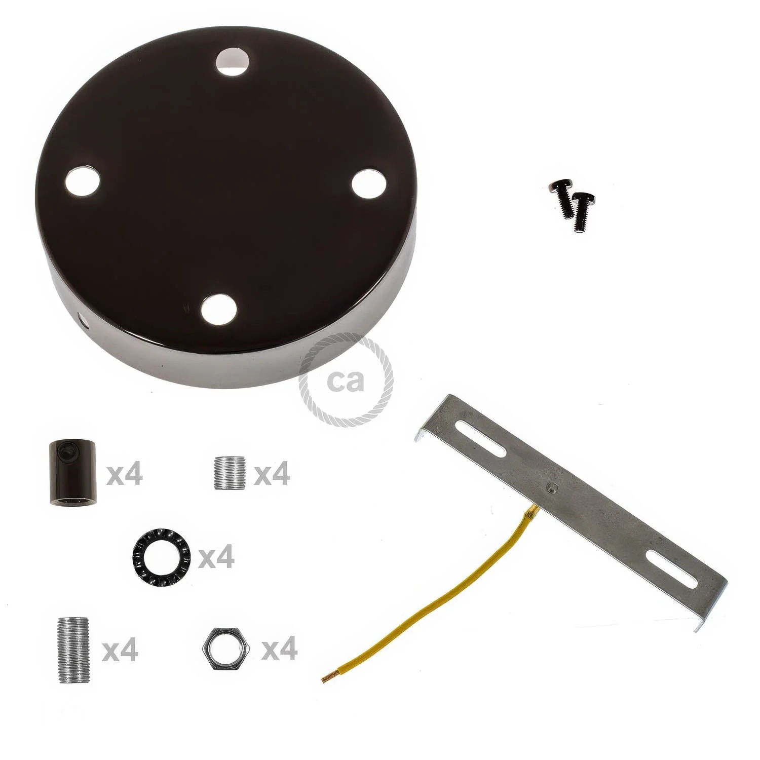 Cylindrical metal ceiling rose kit with 4 holes - Pearl black - Image 8