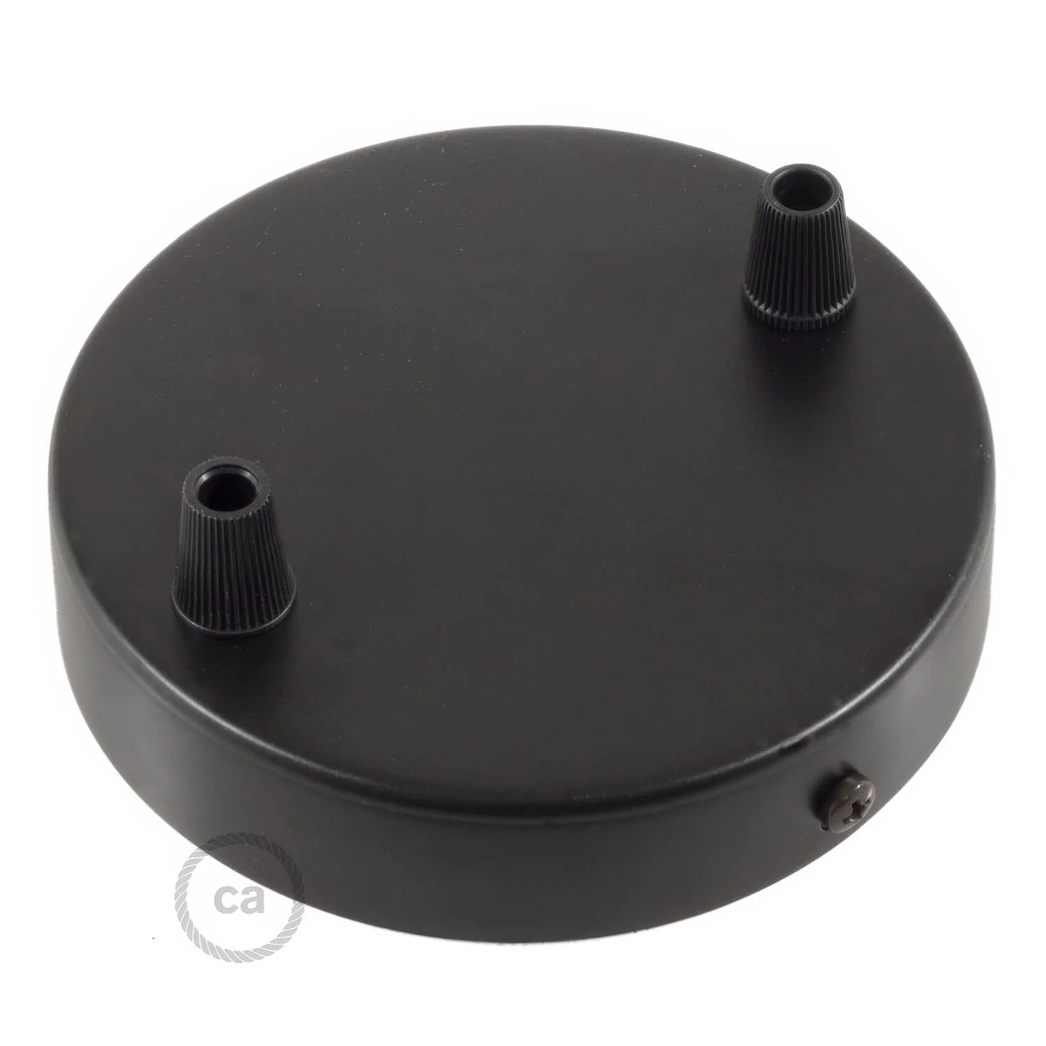 Cylindrical ceiling rose kit in metal with 2 holes – Black - Image 2