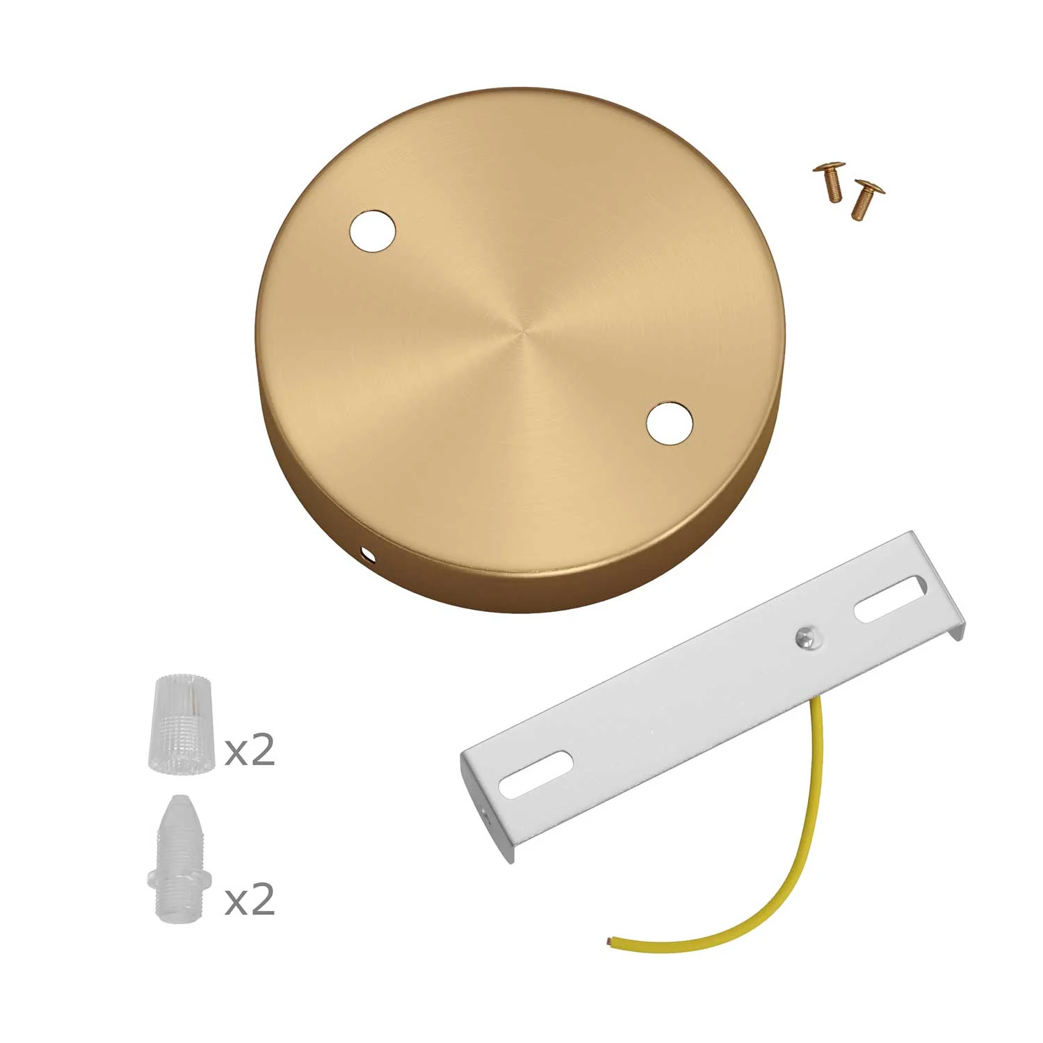 Cylindrical metal ceiling rose kit with 2 holes - Satin bronze - Image 3