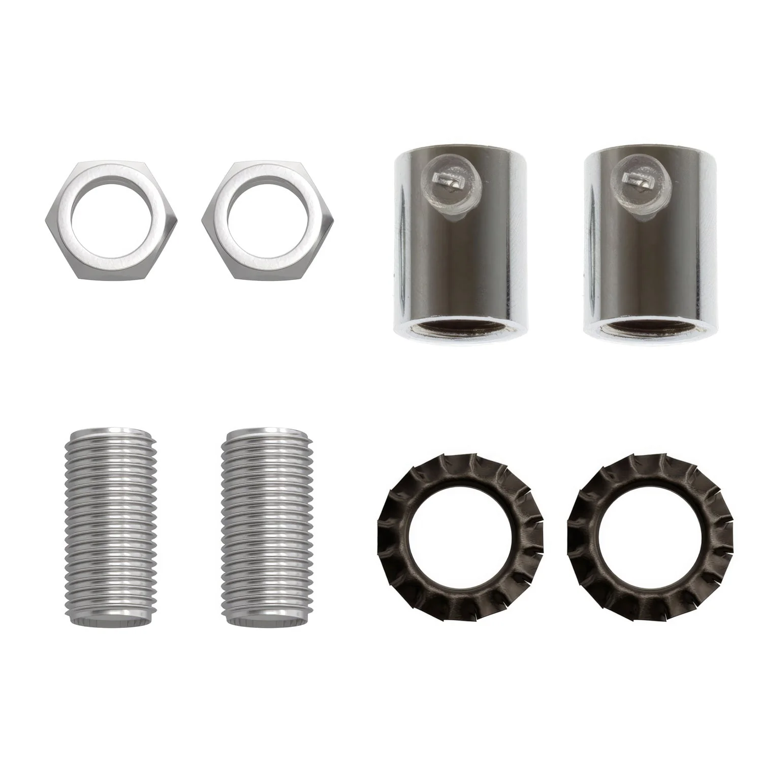 Cylindrical cable clamp in metal complete with rod, nut and washer - Chrome - Image 4