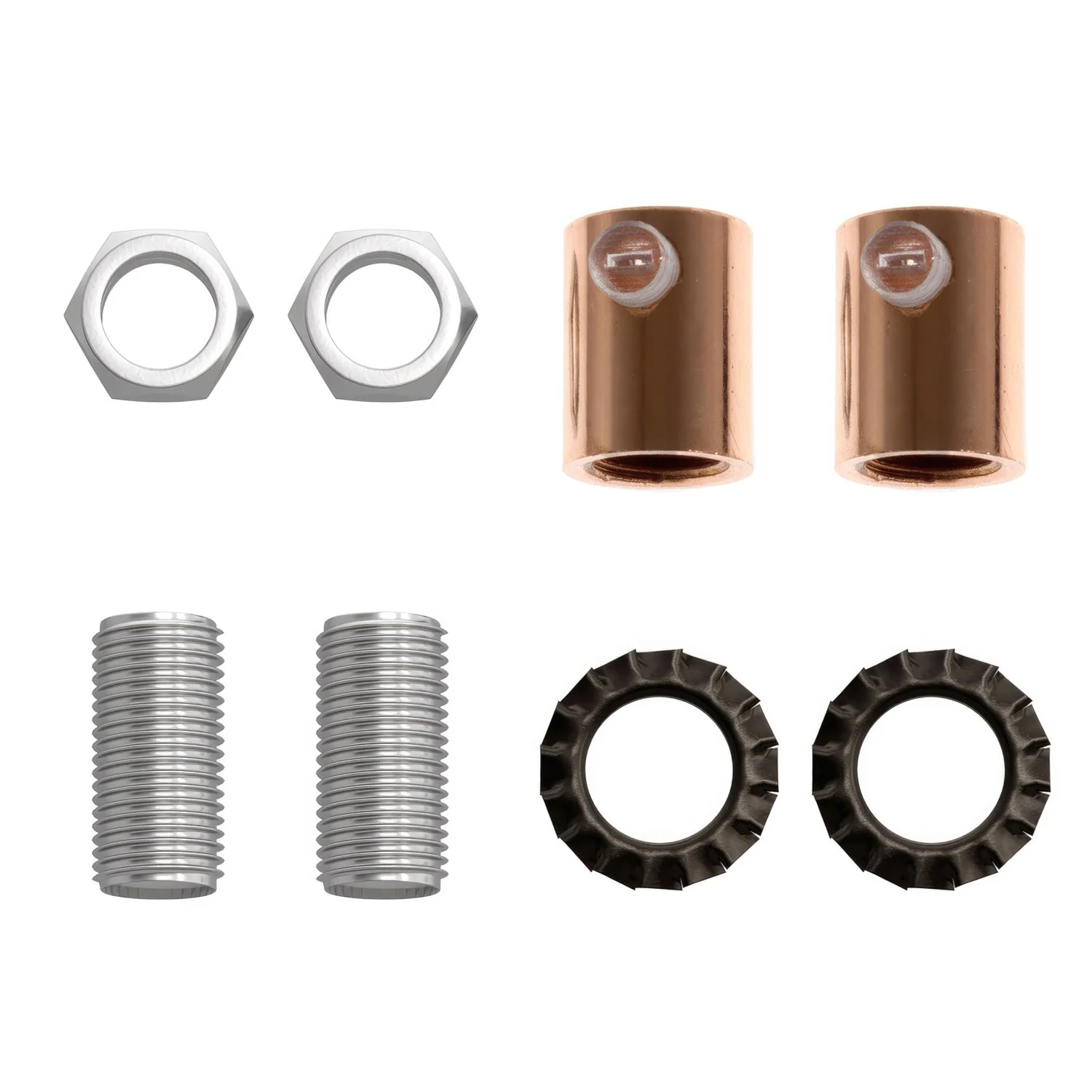 Cylindrical metal cable clamp complete with rod, nut and washer – Copper - Image 4