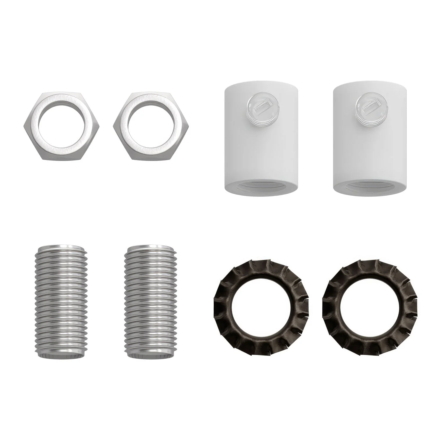 Cylindrical metal cable clamp complete with rod, nut and washer - White - Image 4