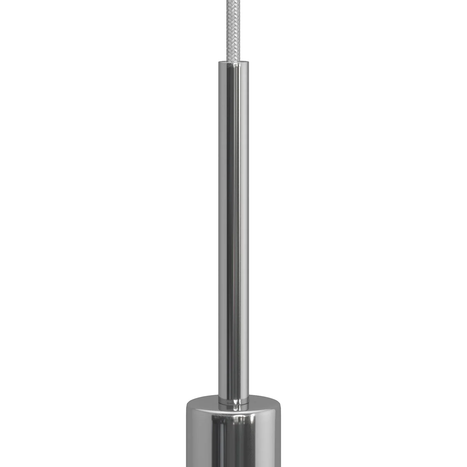 Cylindrical metal cable clamp, length 15 cm, complete with rod, nut and washer - Chrome - Image 2
