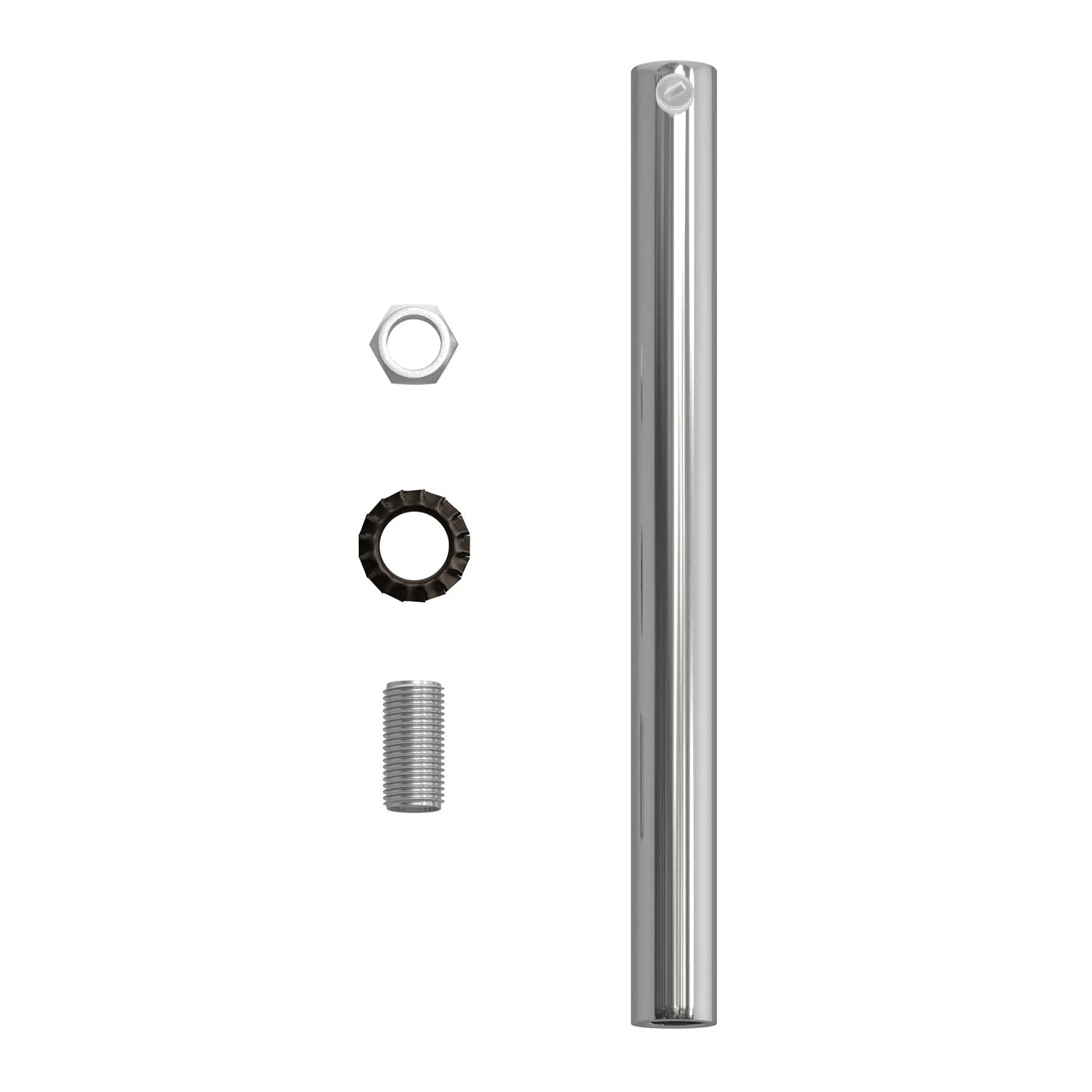 Cylindrical metal cable clamp, length 15 cm, complete with rod, nut and washer - Chrome - Image 4