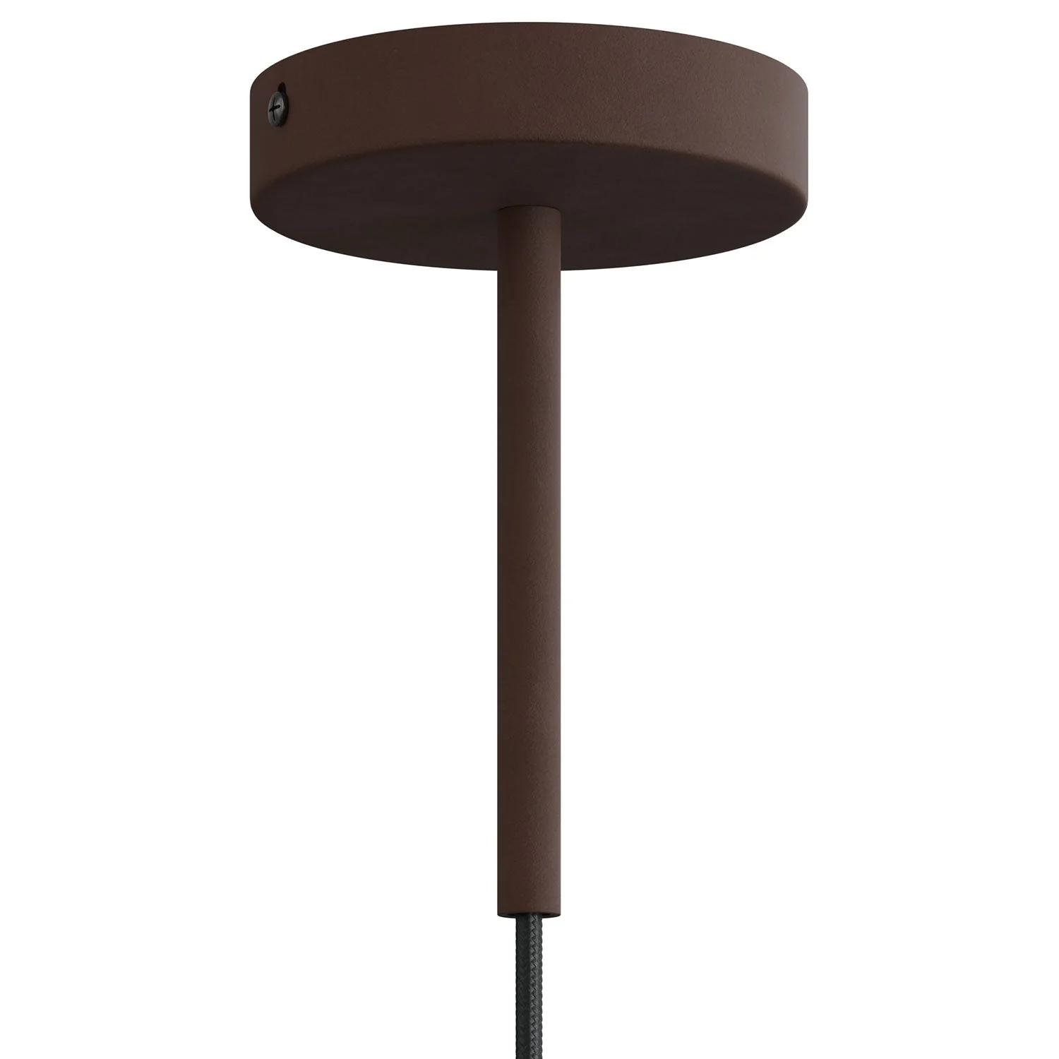 Cylindrical cable clamp in metal, 15 cm long, complete with rod, nut and washer - Dark rust painted - Image 3