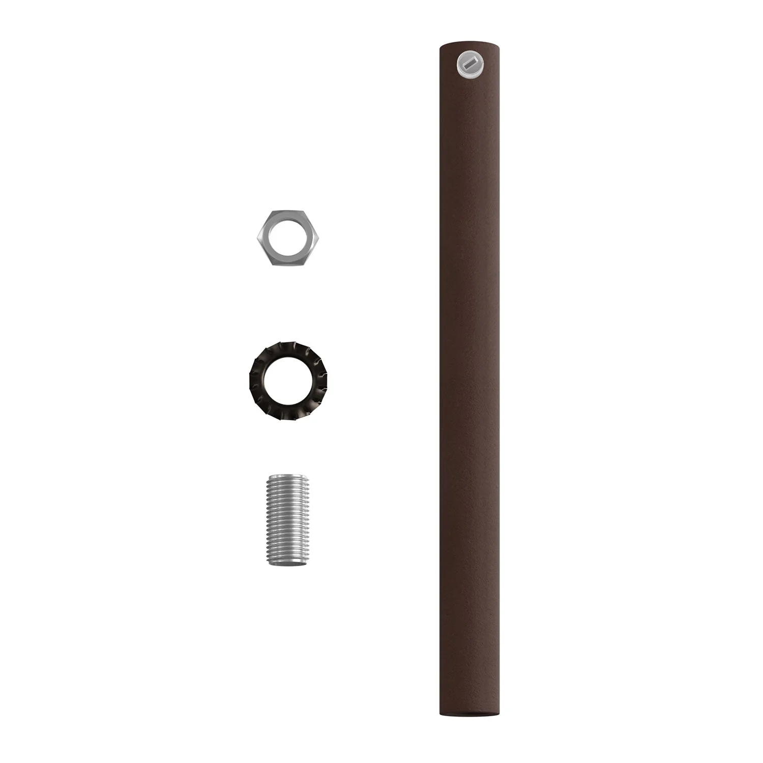 Cylindrical cable clamp in metal, 15 cm long, complete with rod, nut and washer - Dark rust painted - Image 4