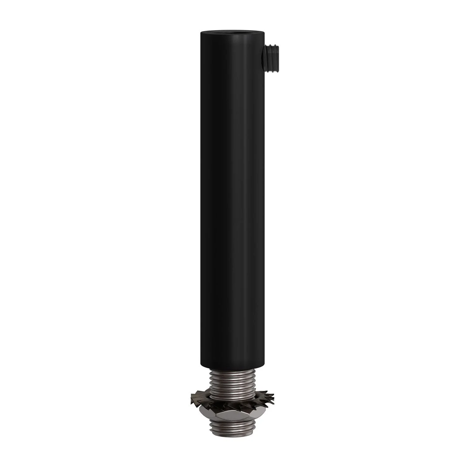 7 cm cylindrical metal cable clamp complete with rod, nut and washer - Black