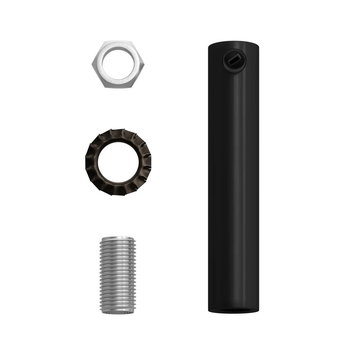7 cm cylindrical metal cable clamp complete with rod, nut and washer - Black - Image 4