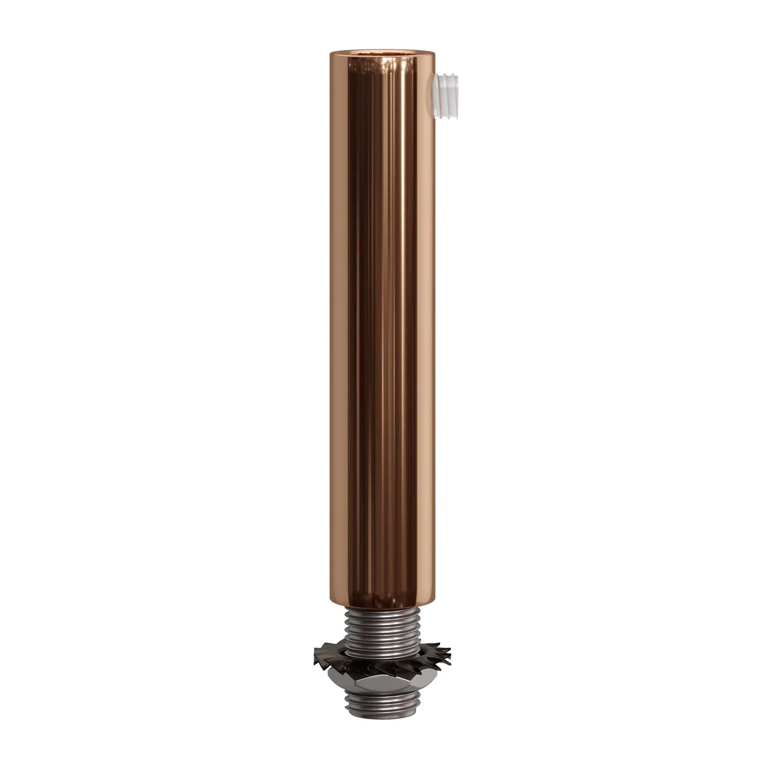 Cylindrical metal Cable Clamp, 7 cm long, complete with rod, nut and washer - Copper